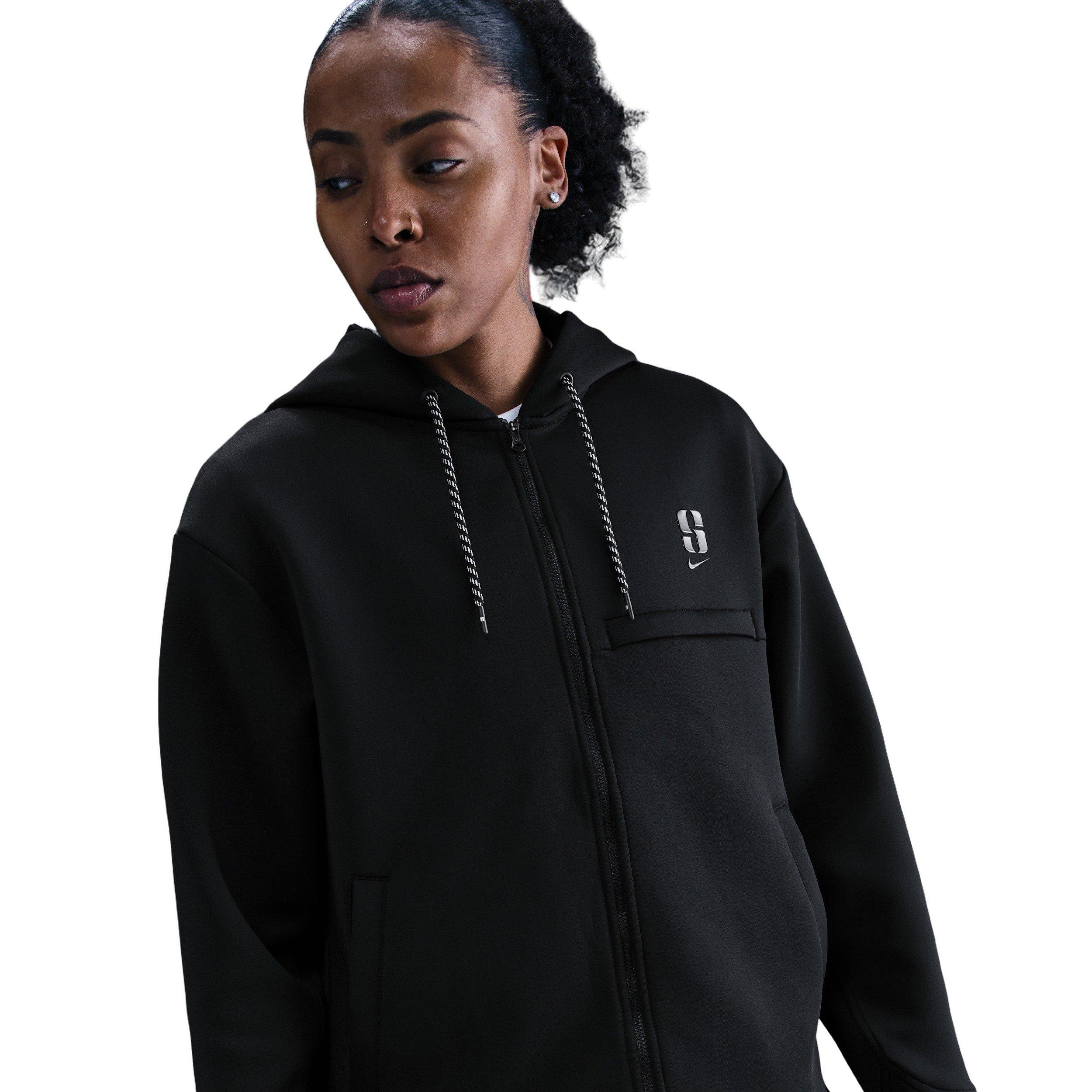Sabrina Unisex Dri-FIT Loose Full-Zip Basketball Jacket -Black - BLACK Thumbnail View 3