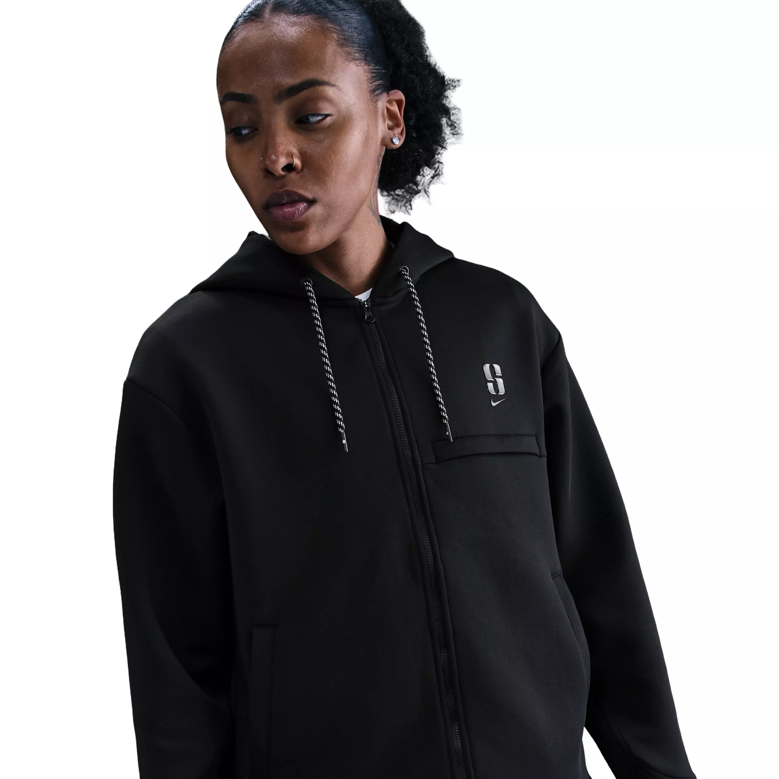 Sabrina Unisex Dri-FIT Loose Full-Zip Basketball Jacket -Black - BLACK