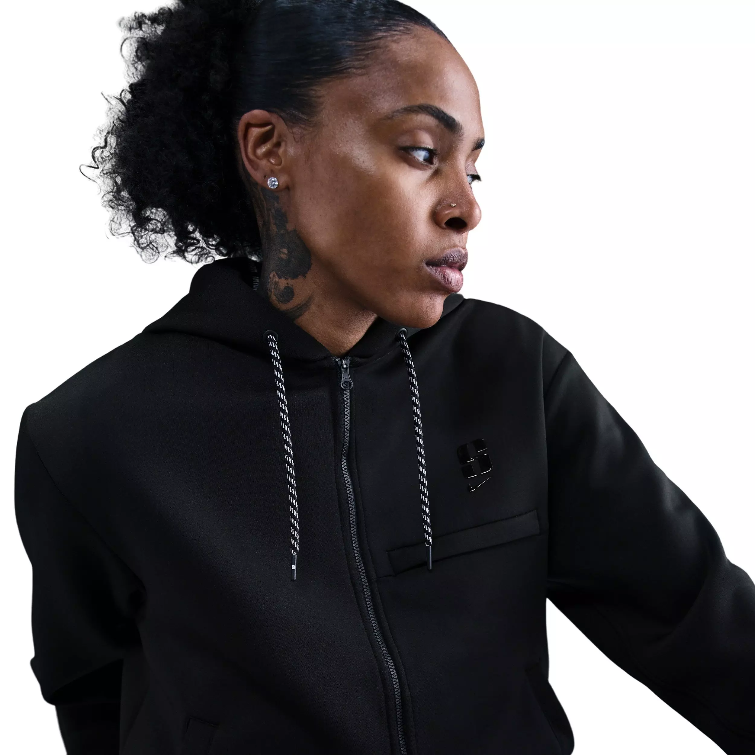 Sabrina Unisex Dri-FIT Loose Full-Zip Basketball Jacket - Black - BLACK