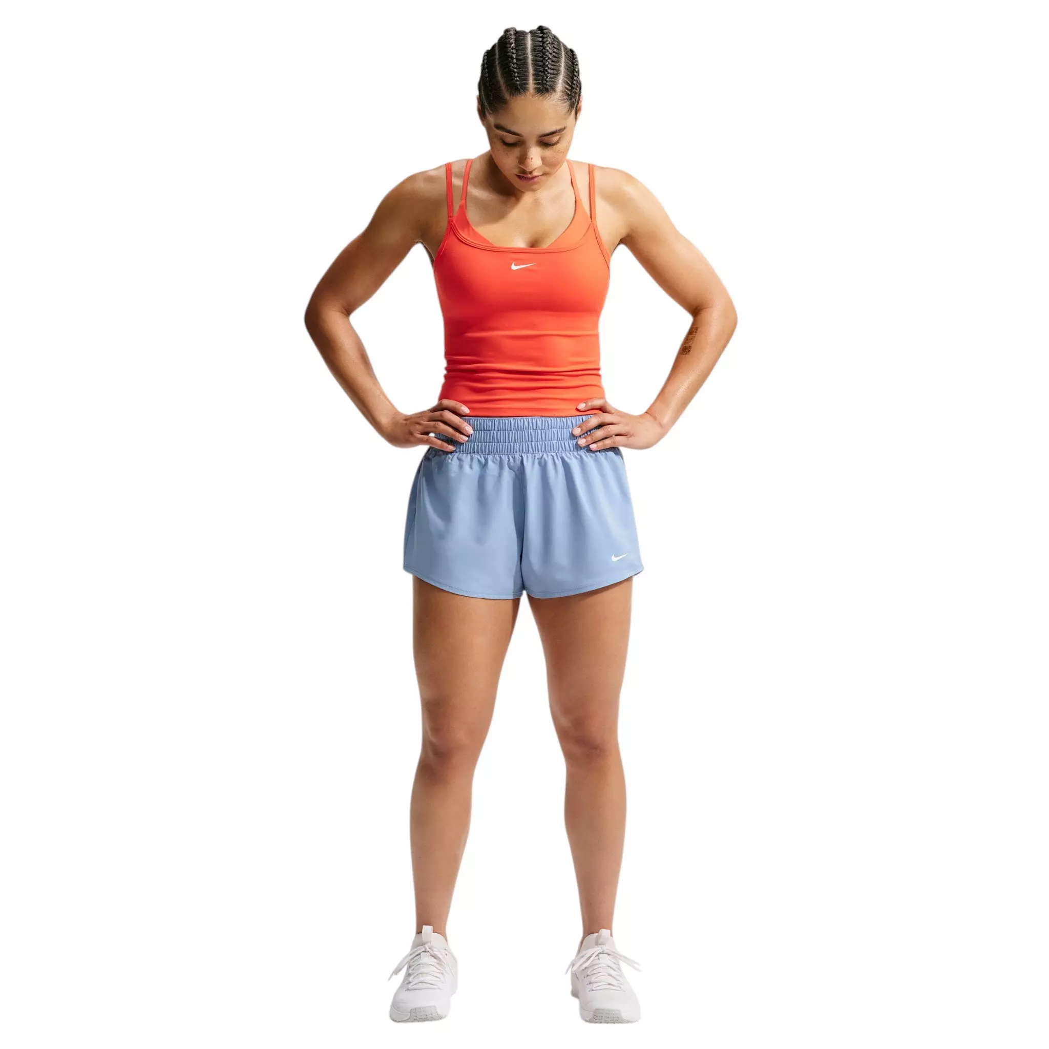 Nike Women's One Dri-FIT Mid-Rise 3" Brief-Lined Shorts - Blue/White - BLUE/WHITE