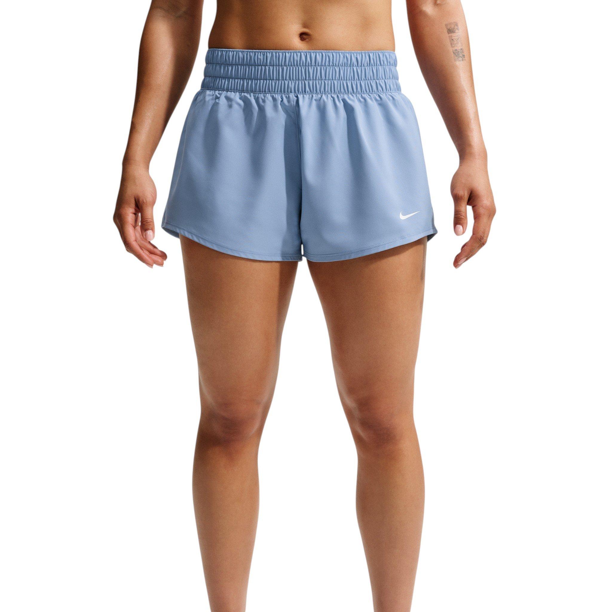 Nike Women's One Dri-FIT Mid-Rise 3" Brief-Lined Shorts - Blue/White - BLUE/WHITE Thumbnail View 3