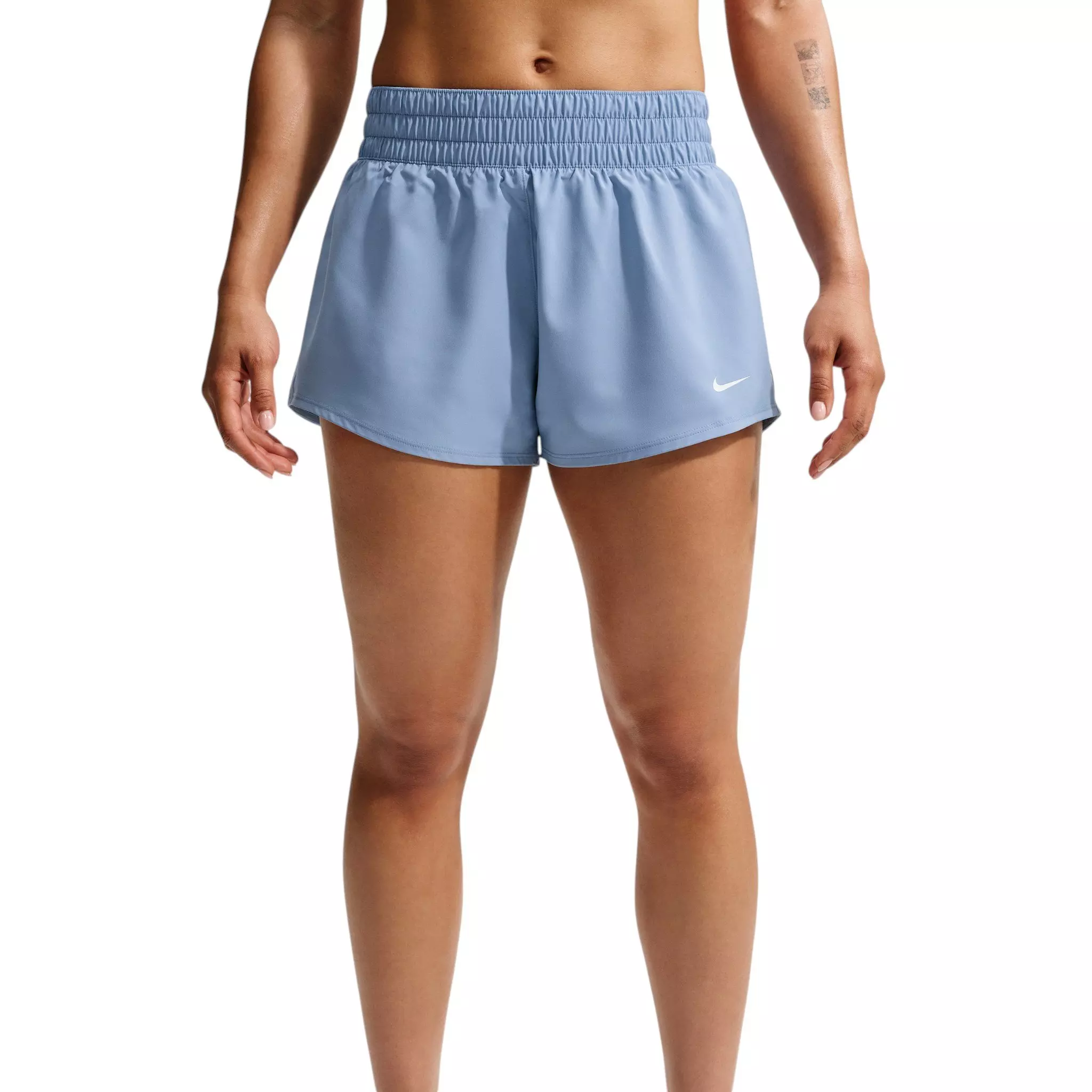 Nike Women's One Dri-FIT Mid-Rise 3" Brief-Lined Shorts - Blue/White - BLUE/WHITE