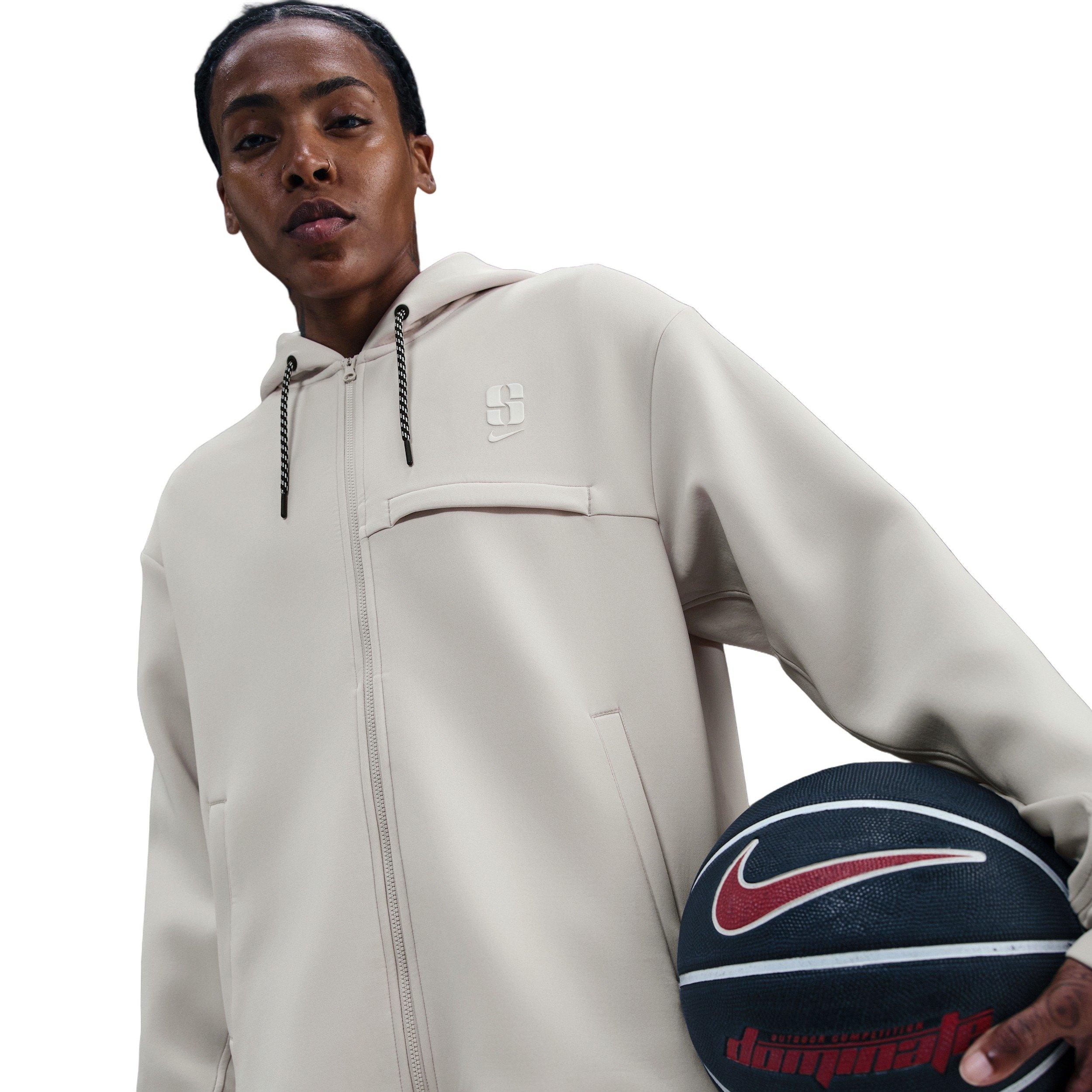 Sabrina Unisex Dri-FIT Loose Full-Zip Basketball Jacket - Lt Brown - LT BROWN Thumbnail View 3