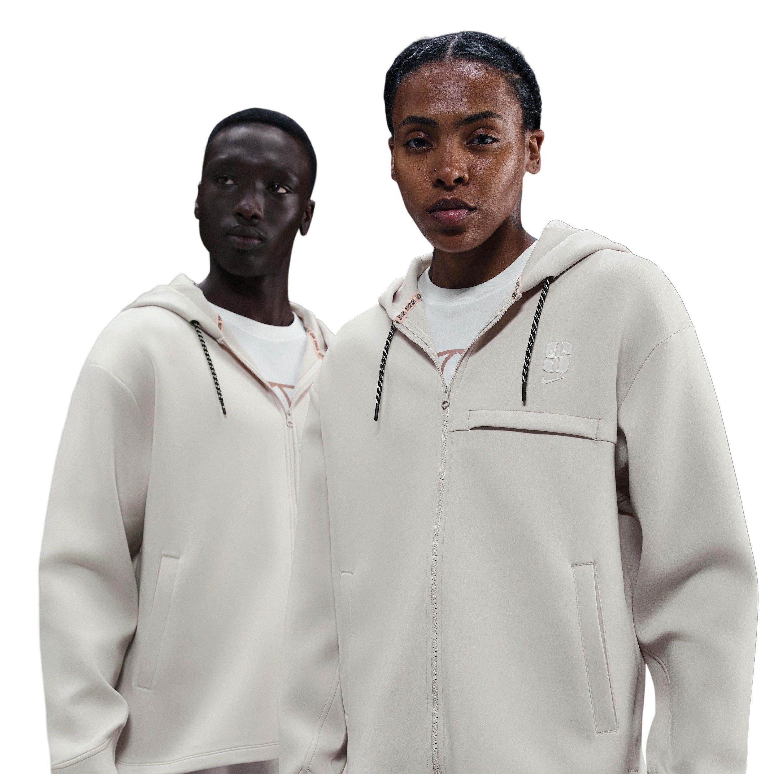 Sabrina Unisex Dri-FIT Loose Full-Zip Basketball Jacket -Lt Brown - LT BROWN Thumbnail View 5