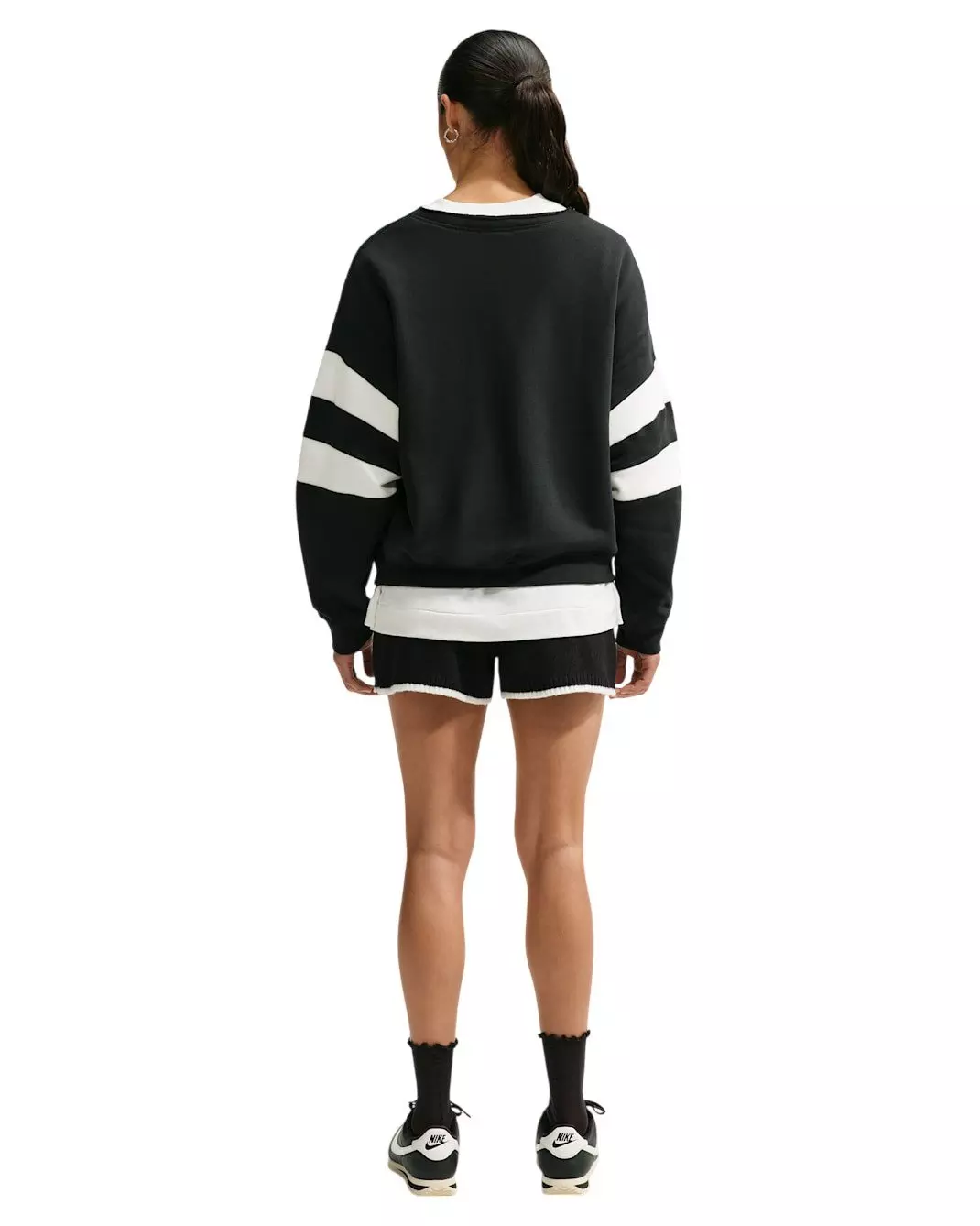Nike Women's Sportswear Chill Knit Mid-Rise Shorts - Black/White - BLACK/WHITE