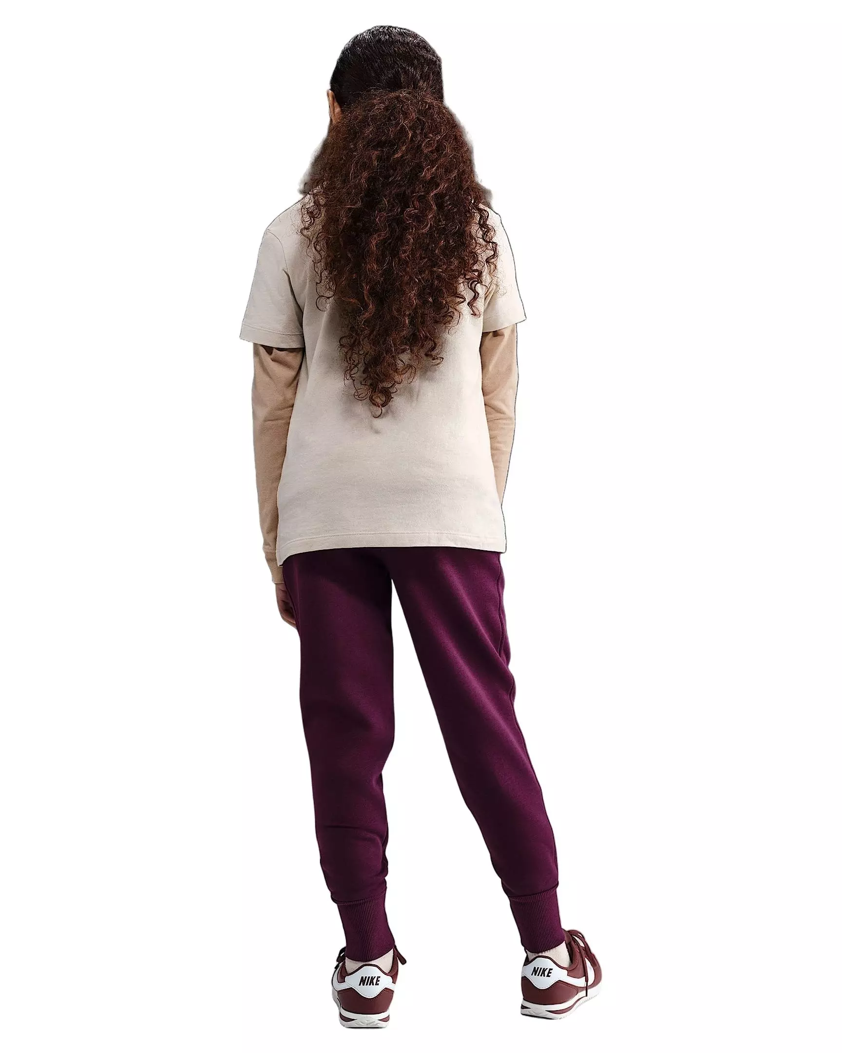 Nike Big Girls' Sportswear Club Fleece High-Waisted Fitted Pants - Red - RED