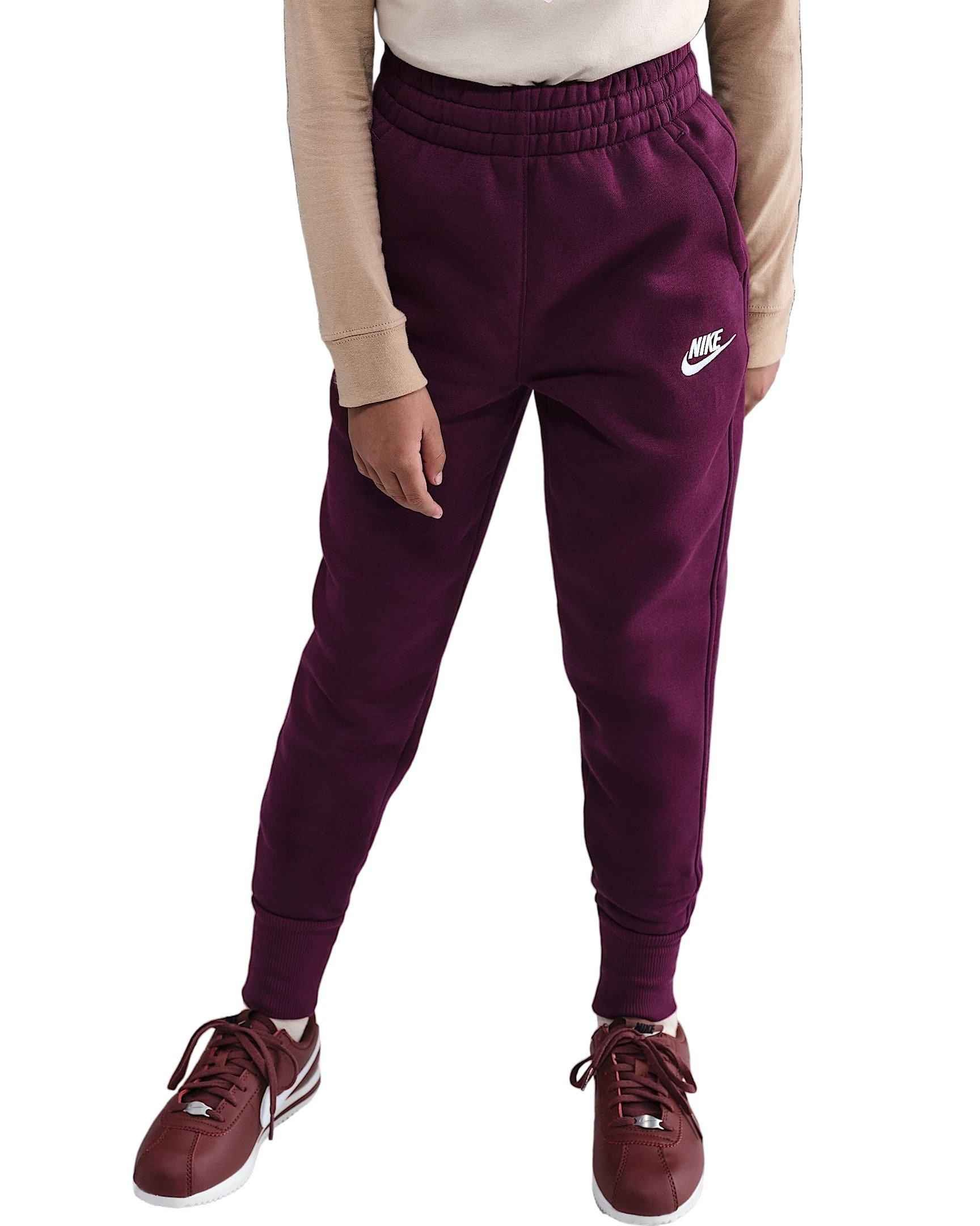 Nike Sportswear Club Fleece High-Waisted Big Girls' Red Fitted Pants