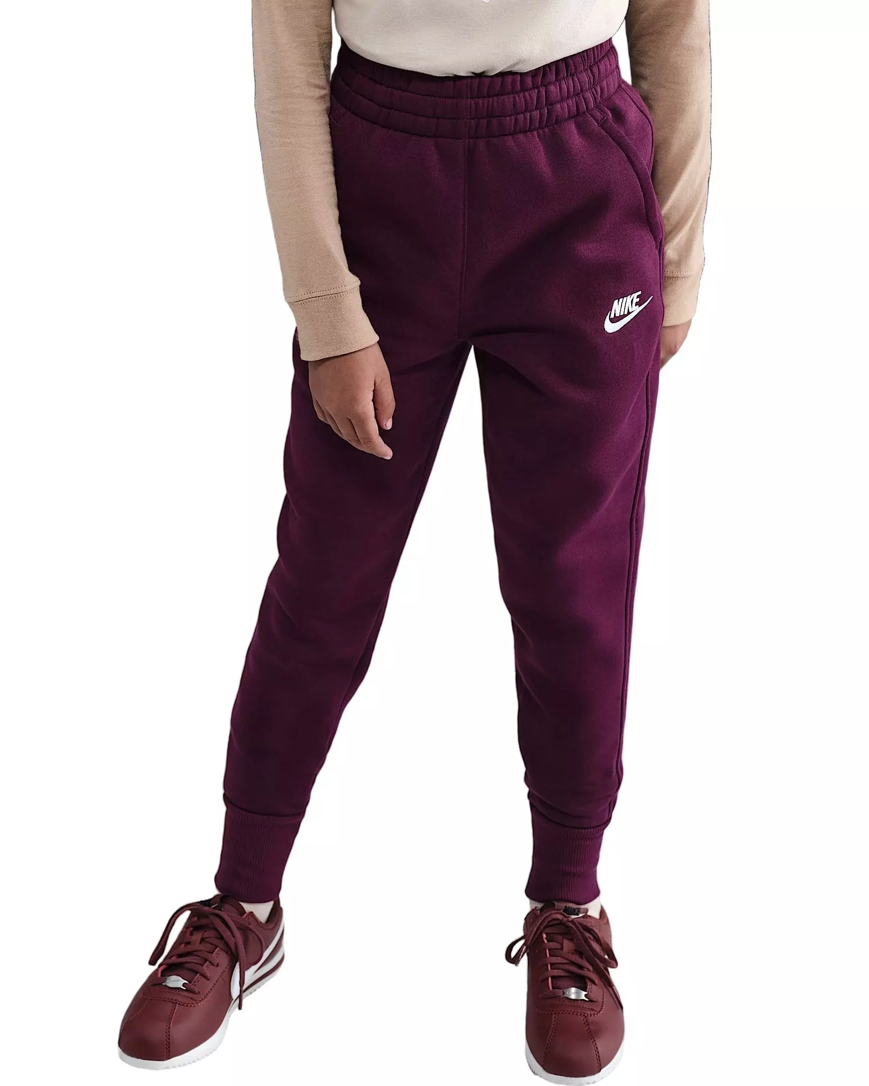 Nike Big Girls' Sportswear Club Fleece High-Waisted Fitted Pants - Red - RED