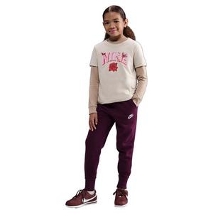 Nike Big Girls' Sportswear Club Fleece High-Waisted Fitted Pants - Red
