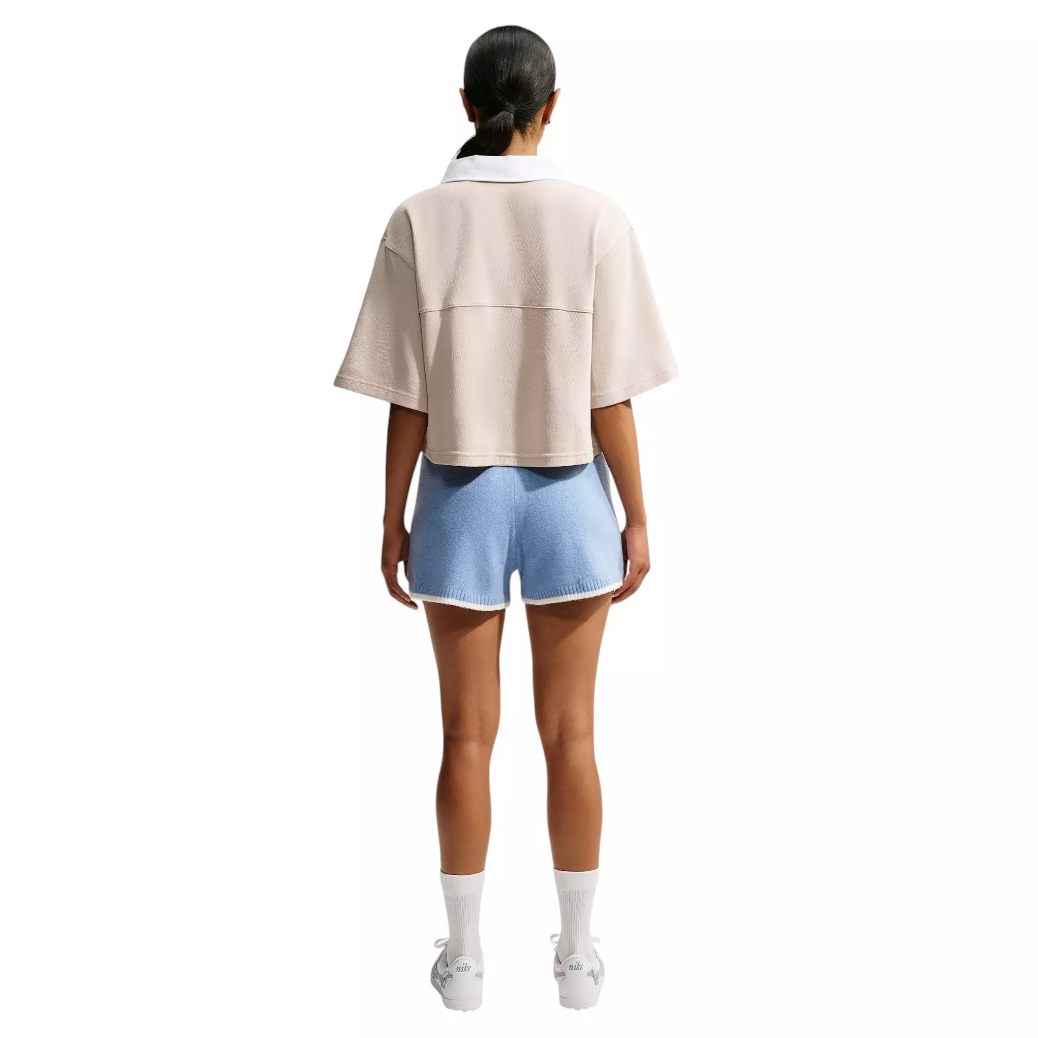 Nike Women's Sportswear Chill Knit Mid-Rise Shorts - Blue/White - BLUE/WHITE