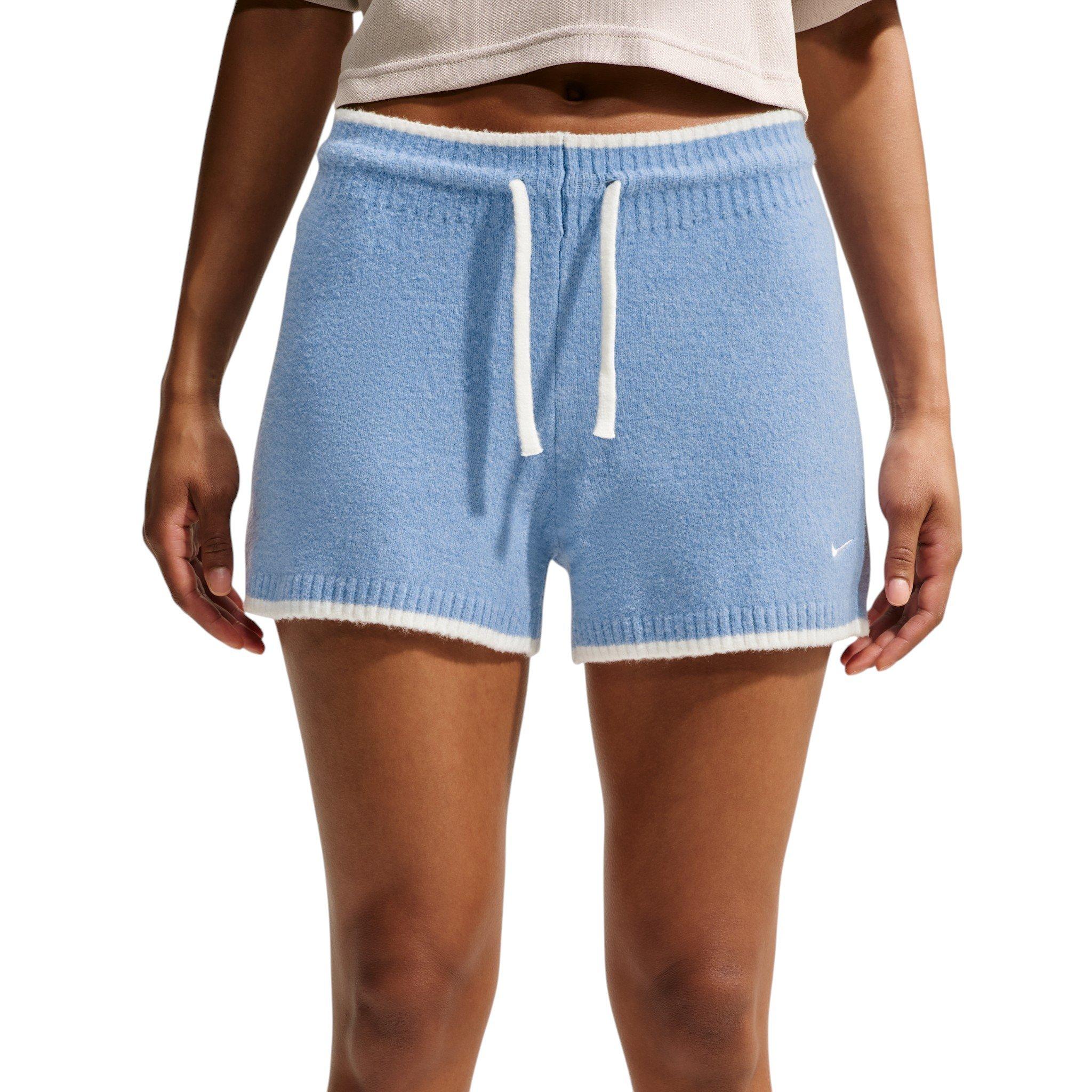 Nike Women's Sportswear Chill Knit Mid-Rise Shorts - Blue/White - BLUE/WHITE