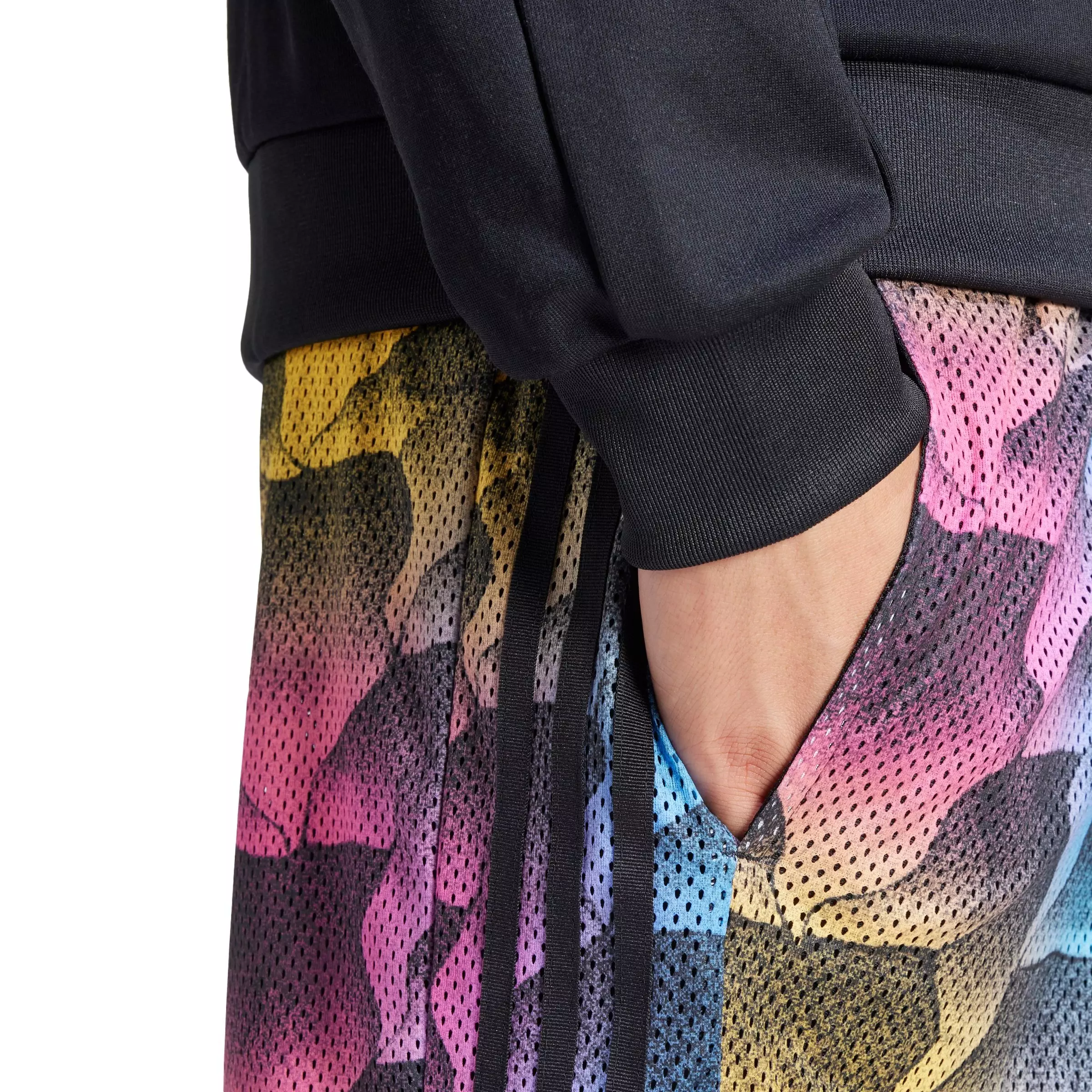 adidas Men's Tiro Allover Print Mesh Shorts - Black/Multi - RED/WHITE/YELLOW