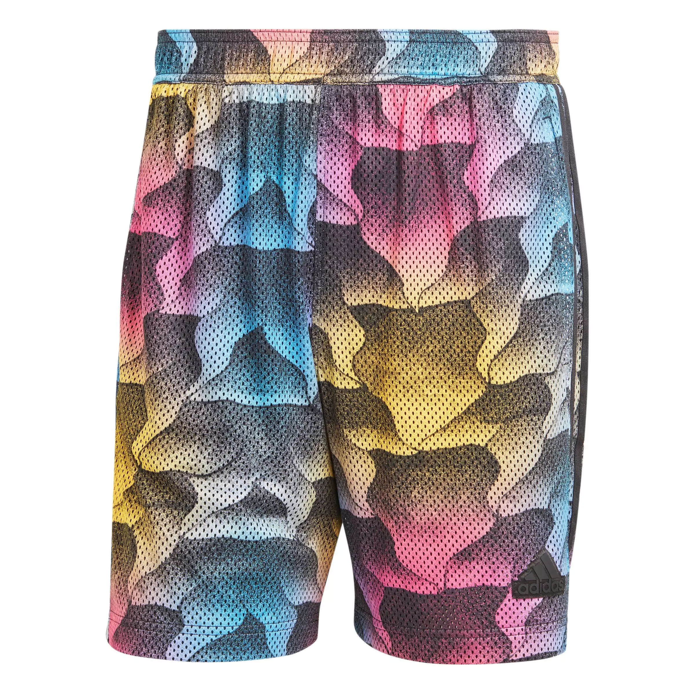 adidas Men's Tiro Allover Print Mesh Shorts - Black/Multi - RED/WHITE/YELLOW