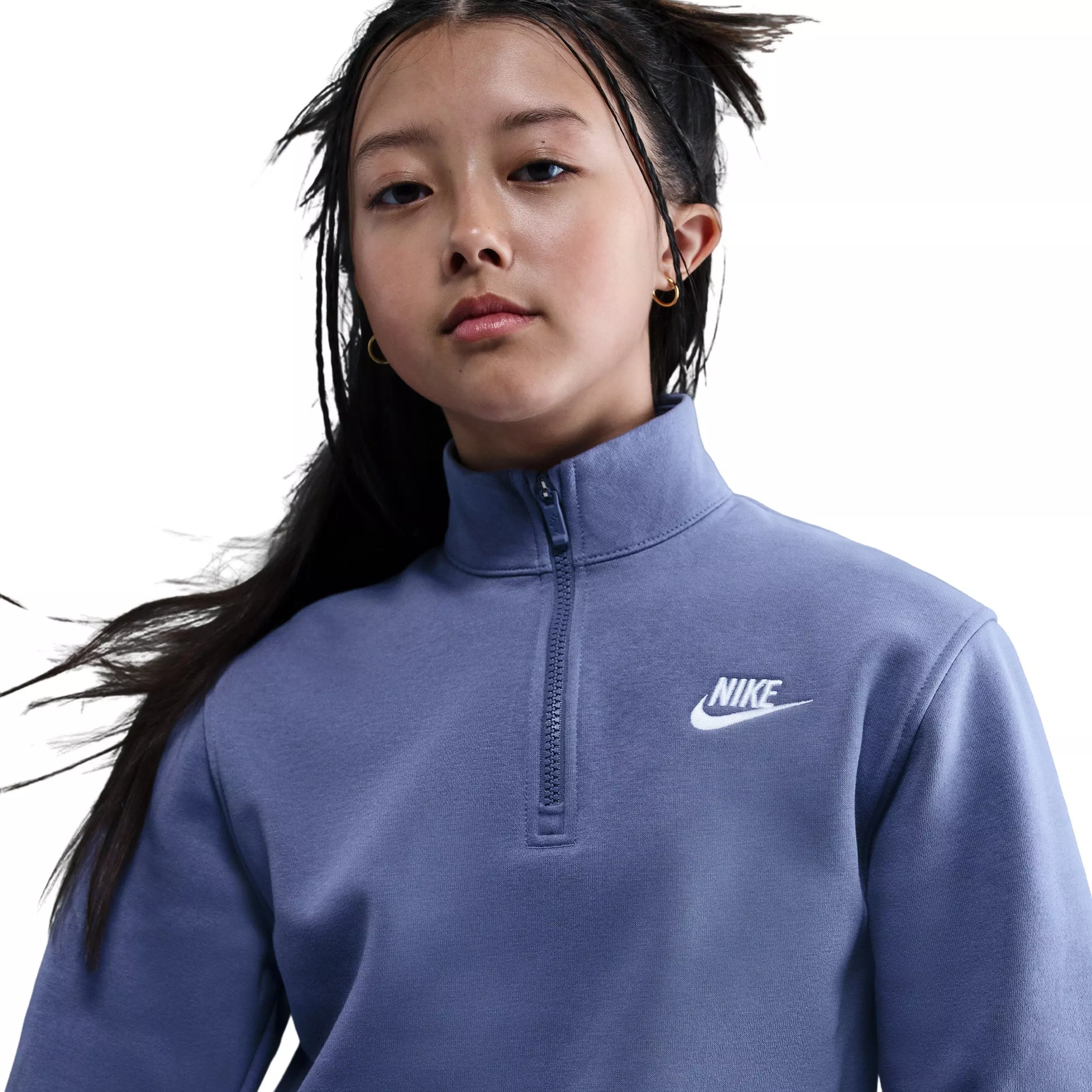 Nike Big Kids' Sportswear Club Fleece 1/2 Zip Long Sleeve Top - Blue - BLUE