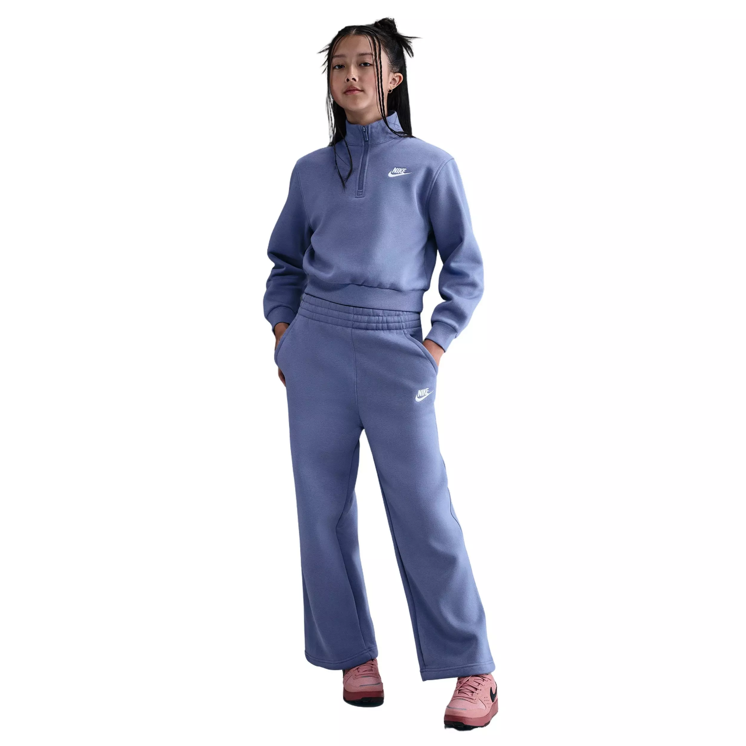 Nike Big Kids' Sportswear Club Fleece 1/2 Zip Long Sleeve Top - Blue - BLUE