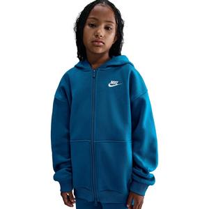 Nike Big Girls' Sportswear Club Fleece Oversized Full-Zip Hooded Jacket - Blue