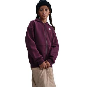 Nike Big Kids' Sportswear Club Fleece Oversized Full-Zip Hooded Jacket - Red