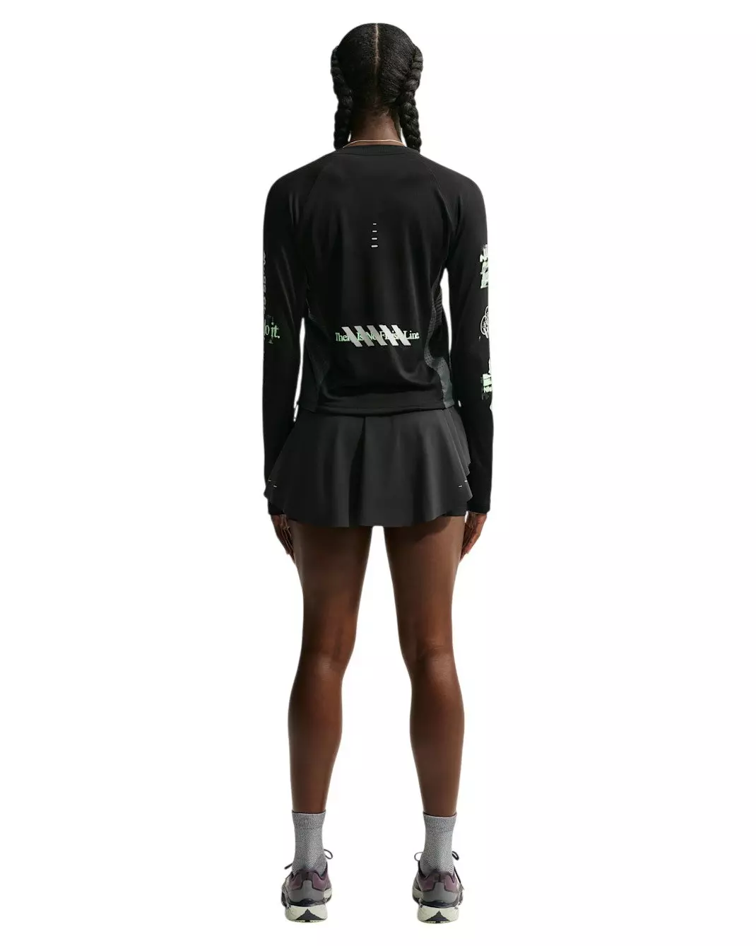 Nike Women's Swift Dri-FIT Running Skort - Black/Green - BLACK/GREEN