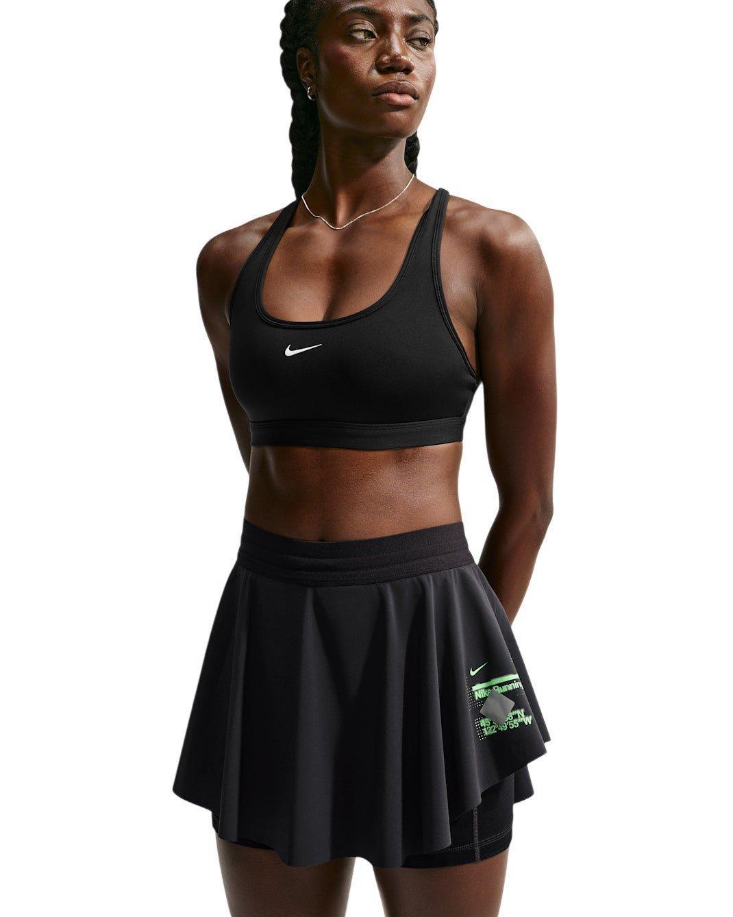 Nike Women's Swift Dri-FIT Running Skort - Black/Green - BLACK/GREEN