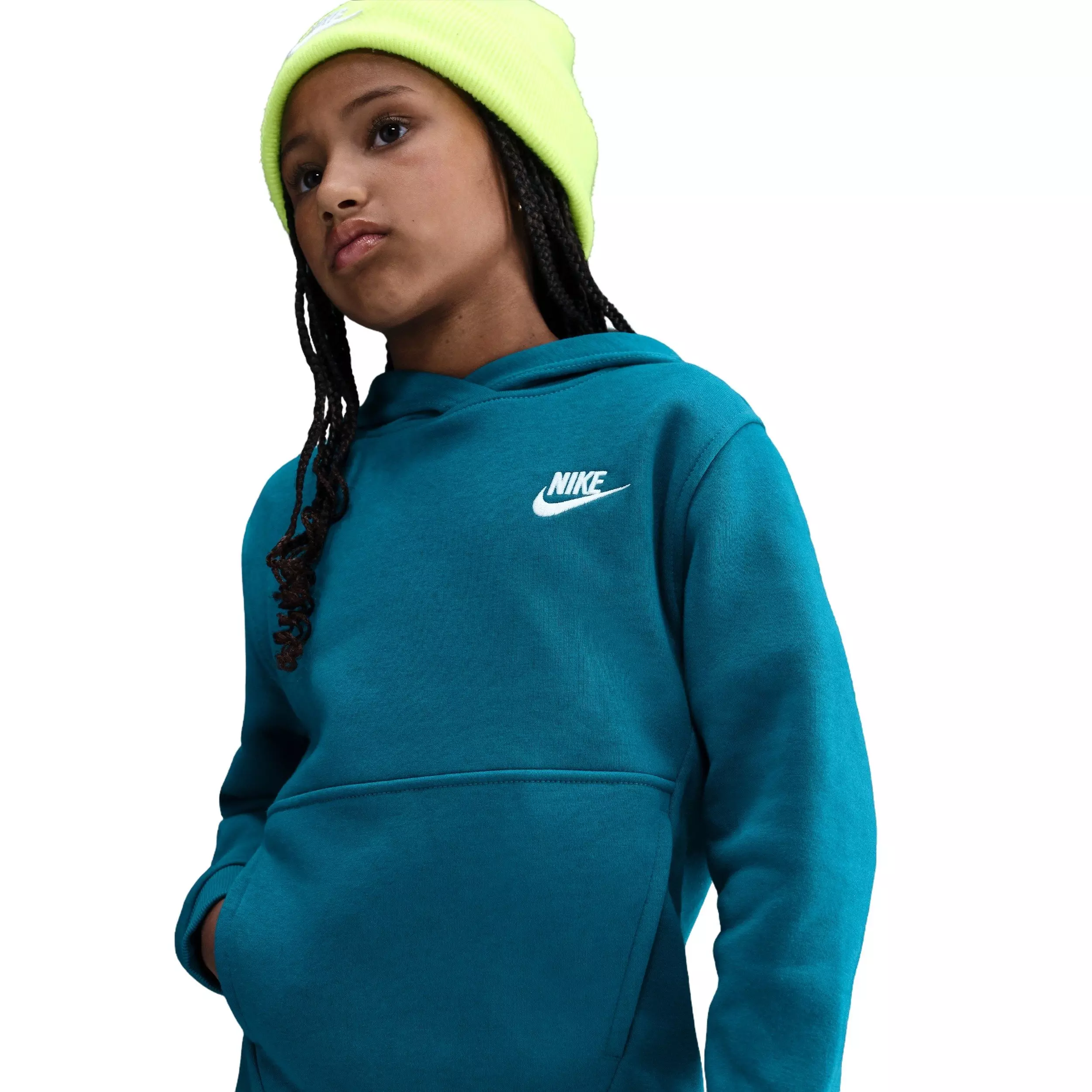Nike Big Kids' Sportswear Club Fleece Pullover Hoodie - Teal - TEAL