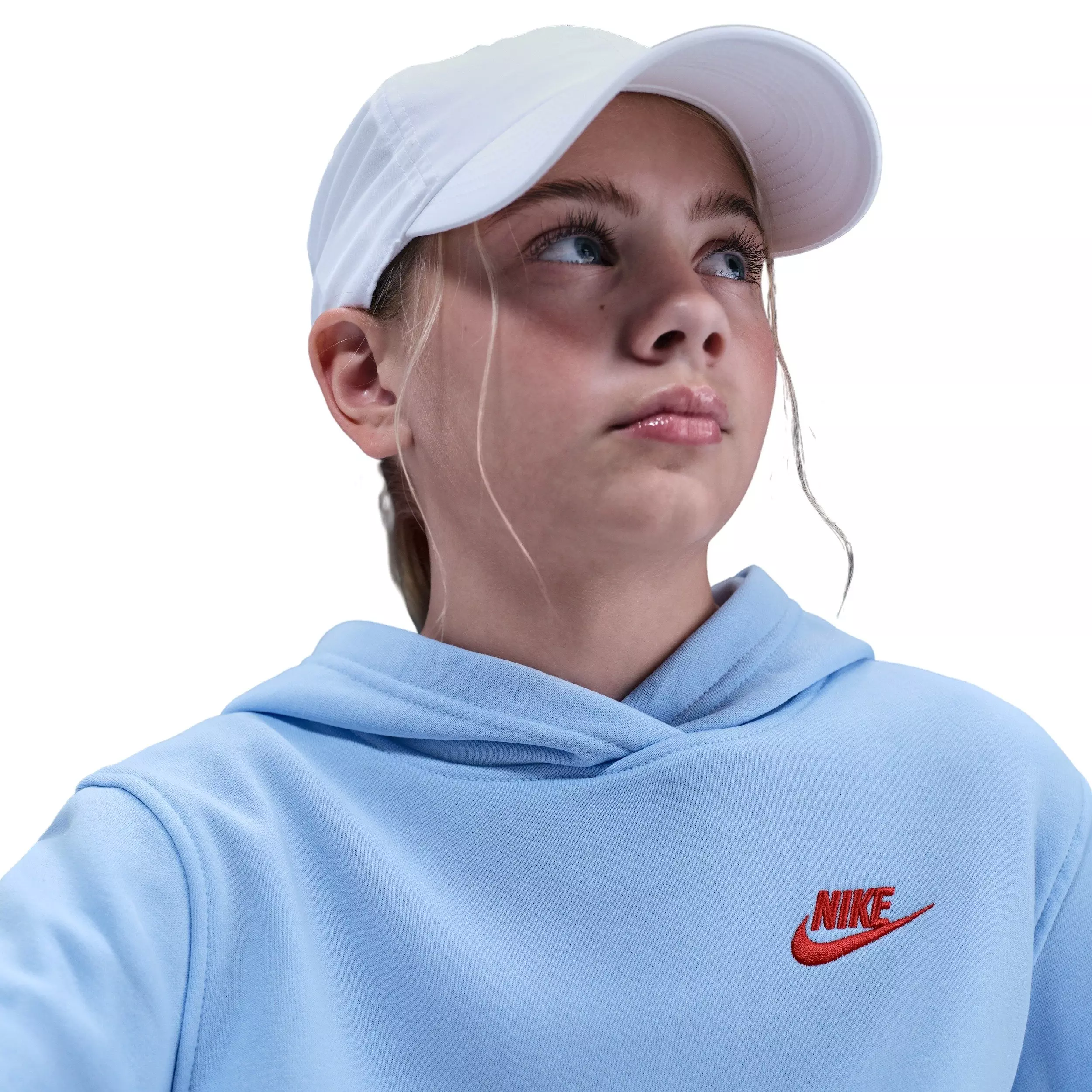 Nike Big Kids' Sportswear Club Fleece Pullover Hoodie - Blue/Red - BLUE/RED
