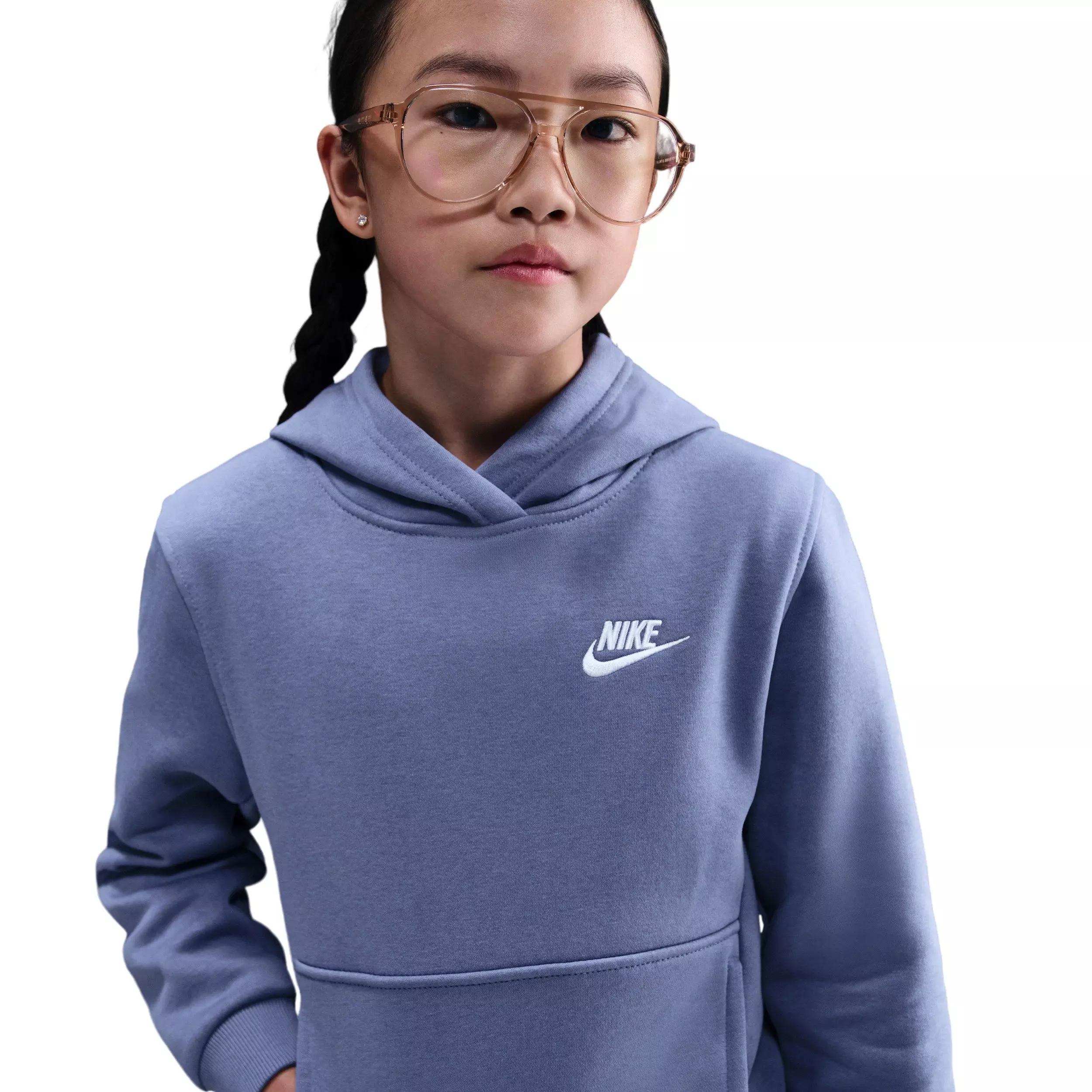 Nike Big Kids' Sportswear Club Fleece Pullover Hoodie - Light Indigo - LIGHT INDIGO