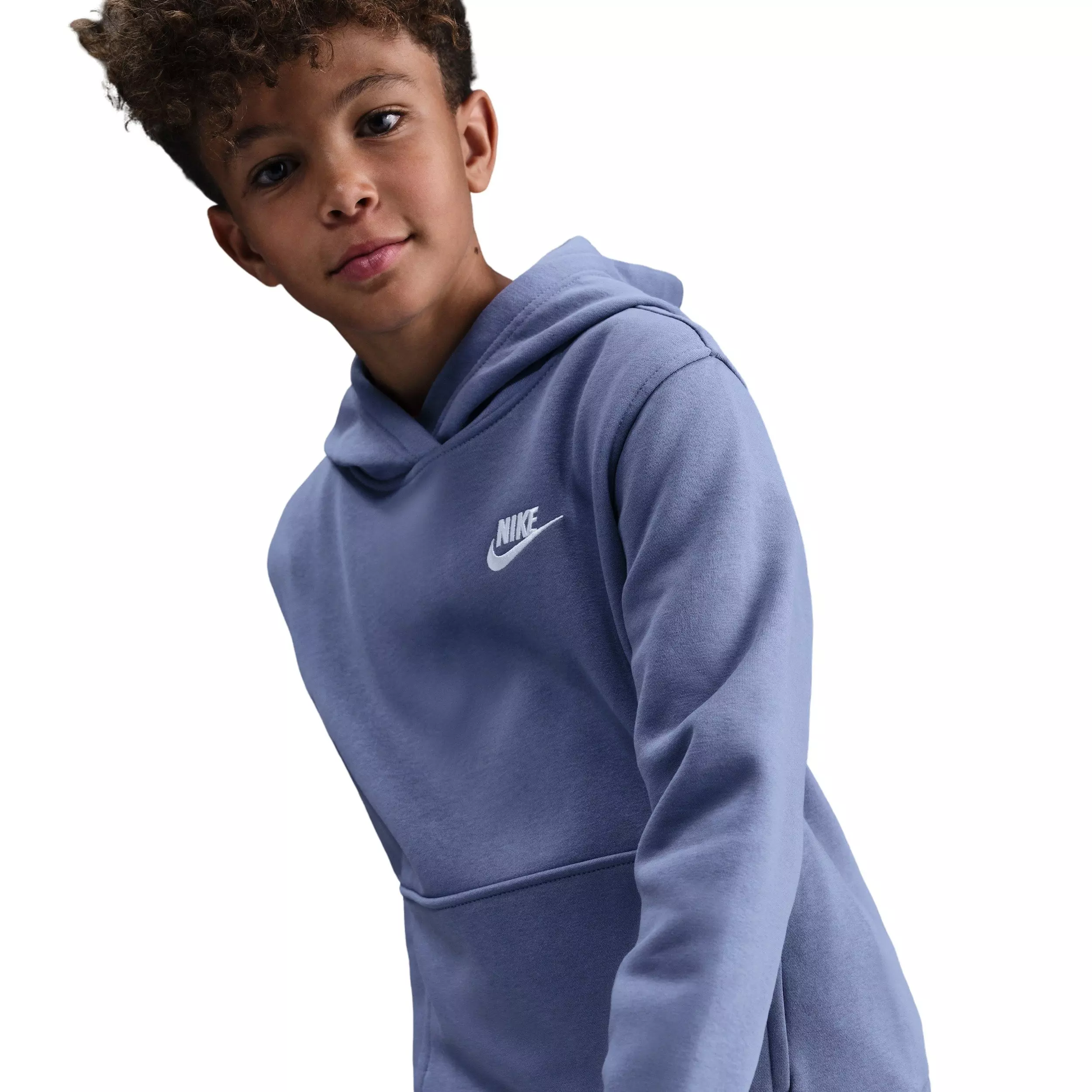 Nike Big Kids' Sportswear Club Fleece Pullover Hoodie - Light Blue - LIGHT BLUE