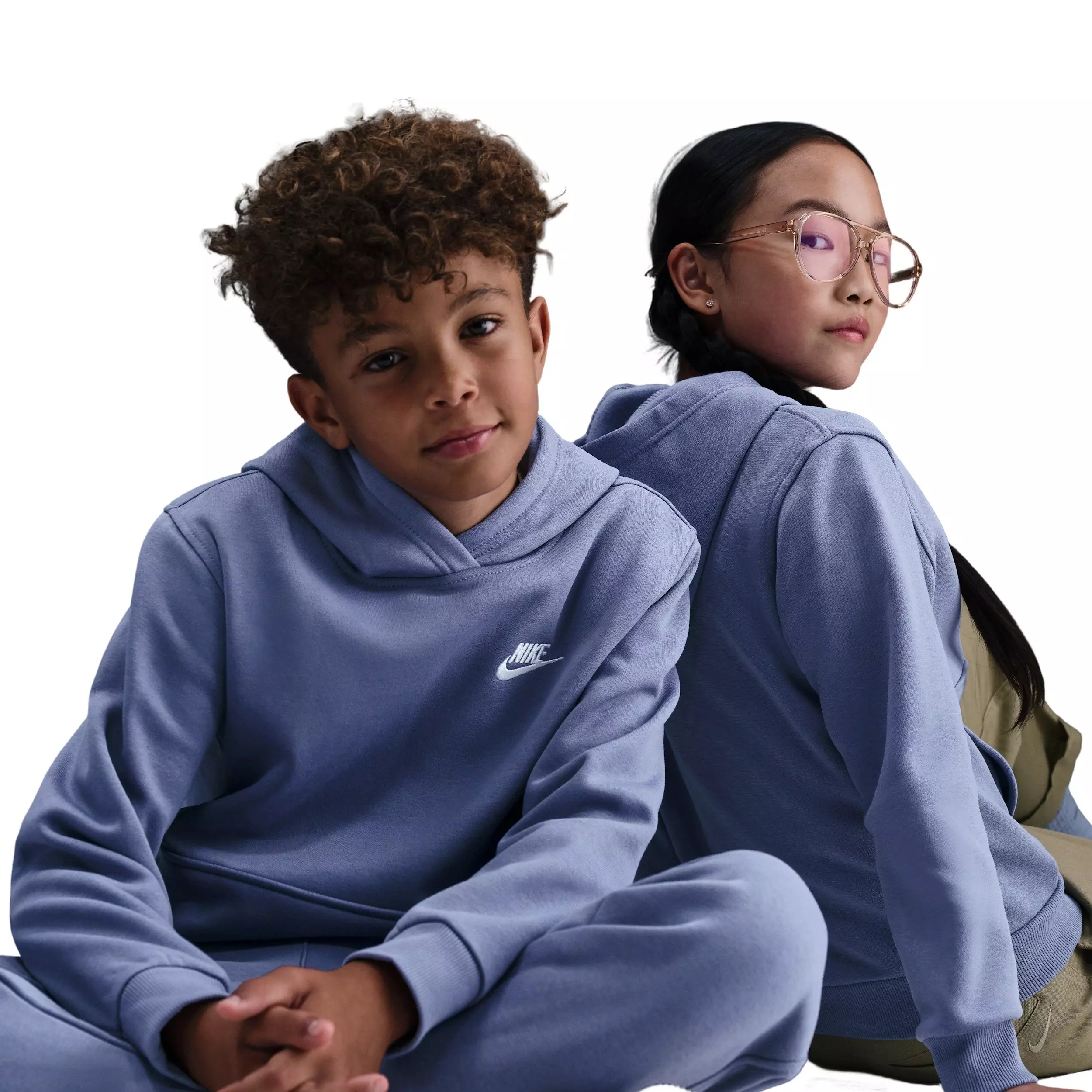 Nike Big Kids' Sportswear Club Fleece Pullover Hoodie - Light Indigo - LIGHT INDIGO