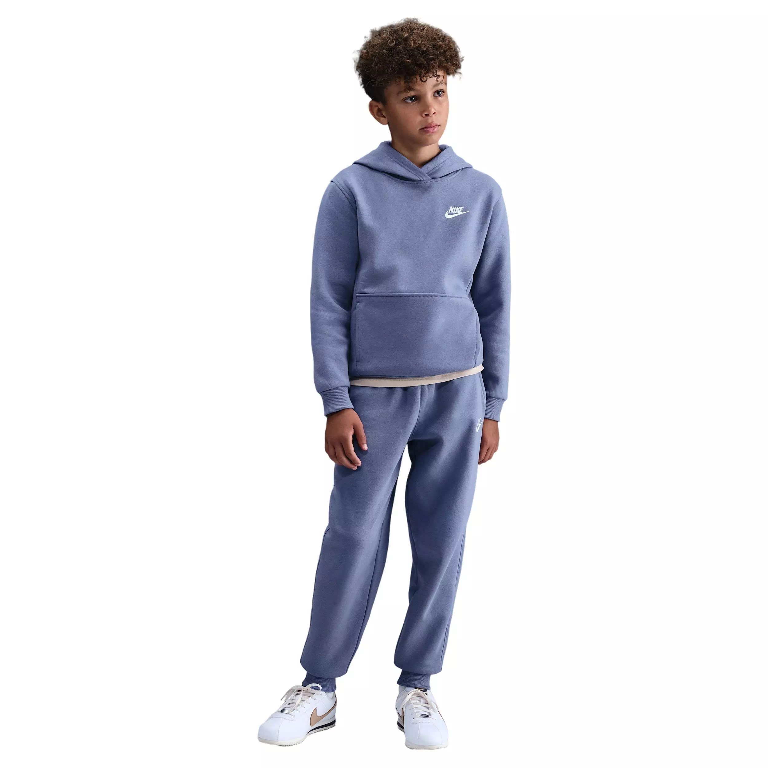 Nike Big Kids' Sportswear Club Fleece Pullover Hoodie - Light Blue - LIGHT BLUE