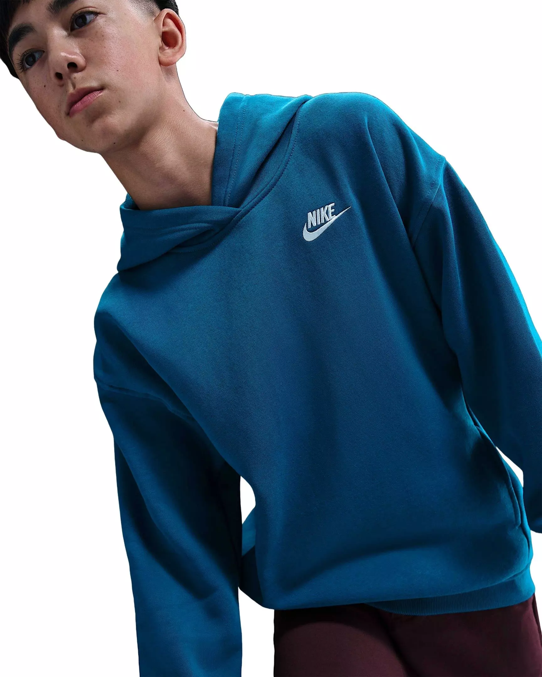 Nike Big Kids' Sportswear Club Fleece Oversized Pullover Hoodie - Blue - BLUE