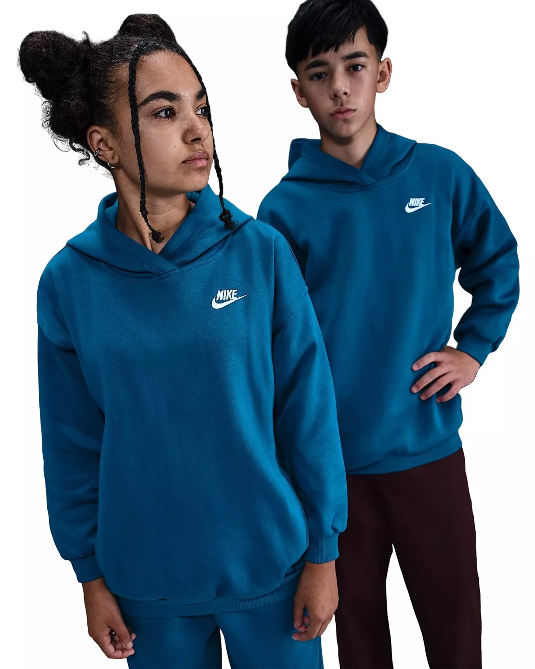 Nike Big Kids' Sportswear Club Fleece Oversized Pullover Hoodie - Blue - BLUE