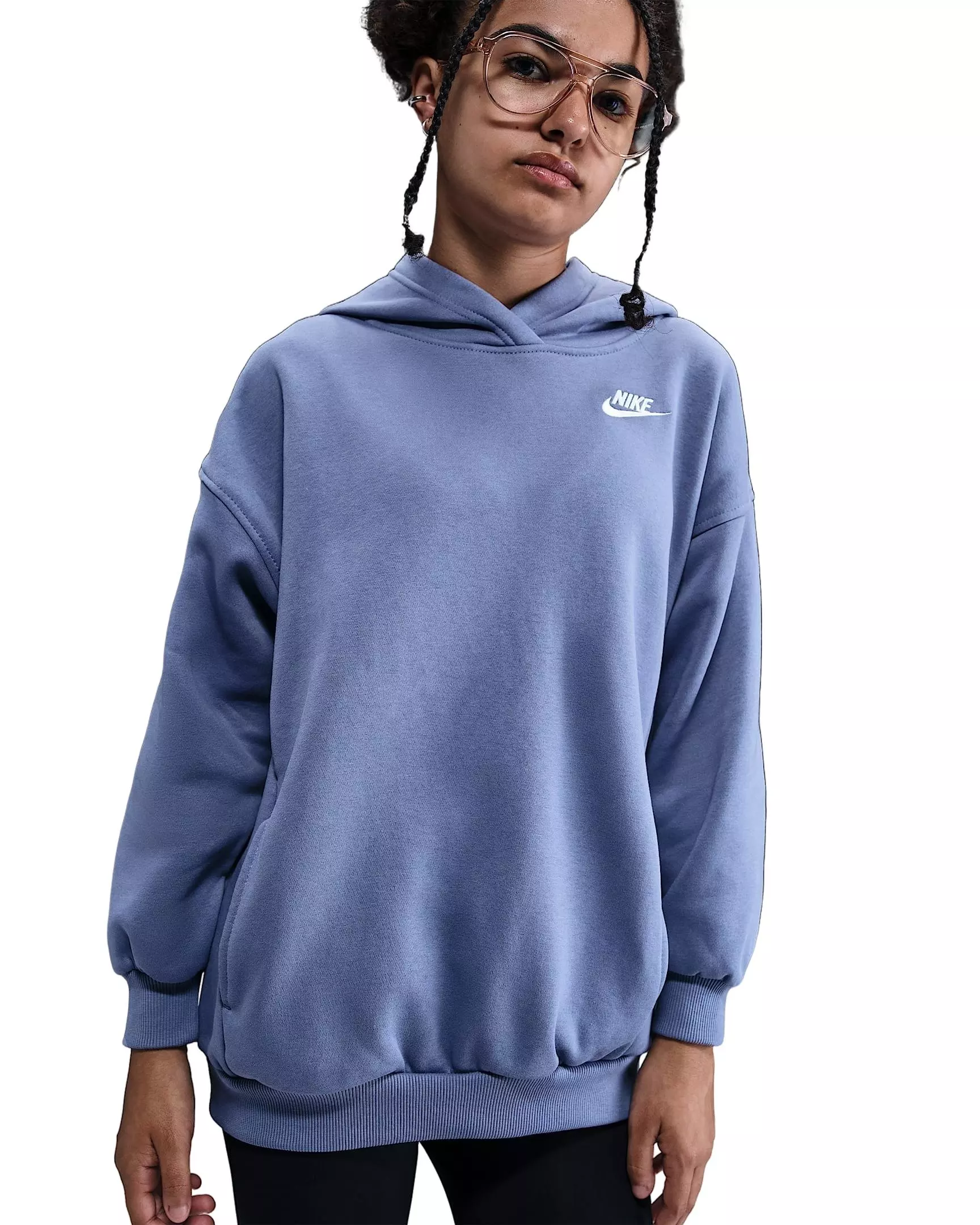 Nike Big Kids' Sportswear Club Fleece Oversized Pullover Hoodie - Light Blue - LIGHT BLUE