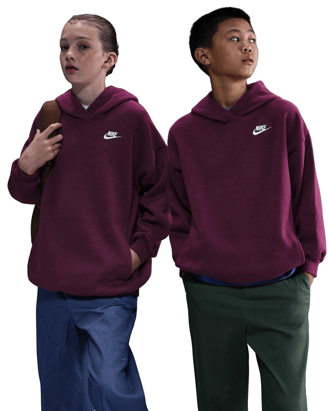 Nike Sportswear Club Fleece Oversized Big Kids' Bordeaux Pullover Hoodie