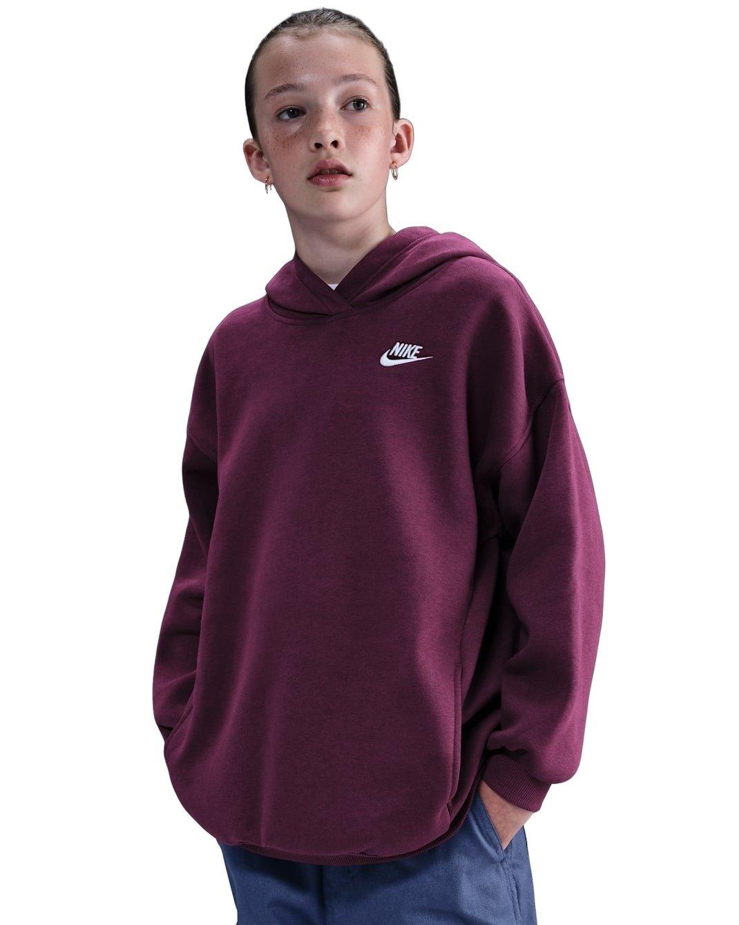 Nike Sportswear Club Fleece Oversized Big Kids' Bordeaux Pullover Hoodie
