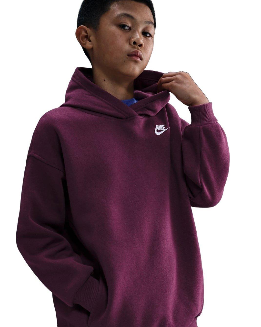 Nike Sportswear Club Fleece Oversized Big Kids' Bordeaux Pullover Hoodie
