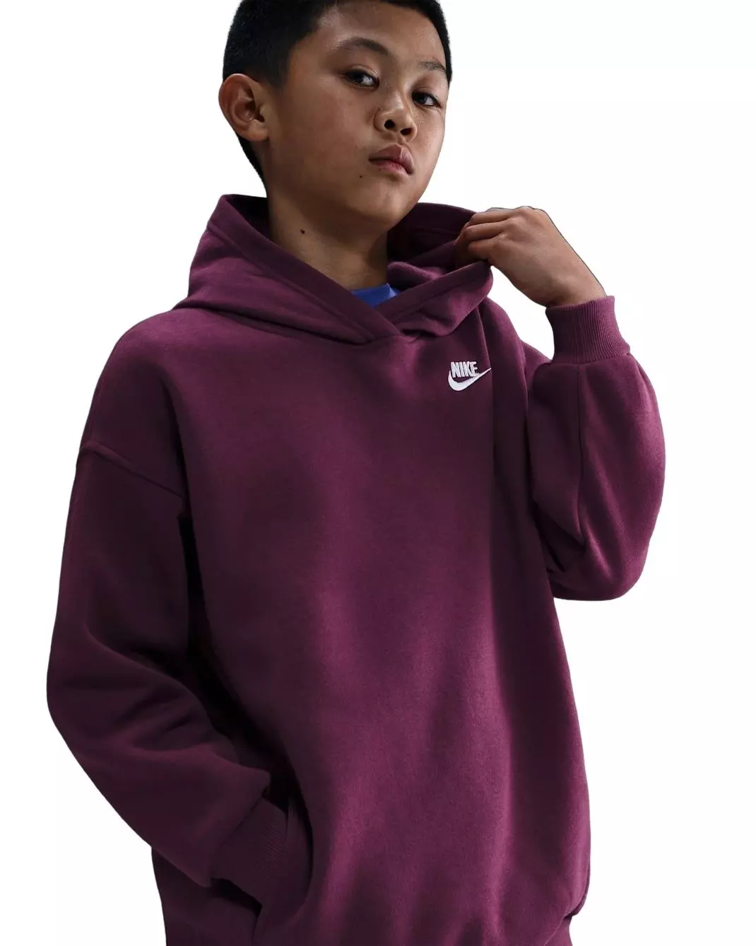 Nike Big Kids' Sportswear Club Fleece Oversized Pullover Hoodie - Bordeaux - BORDEAUX