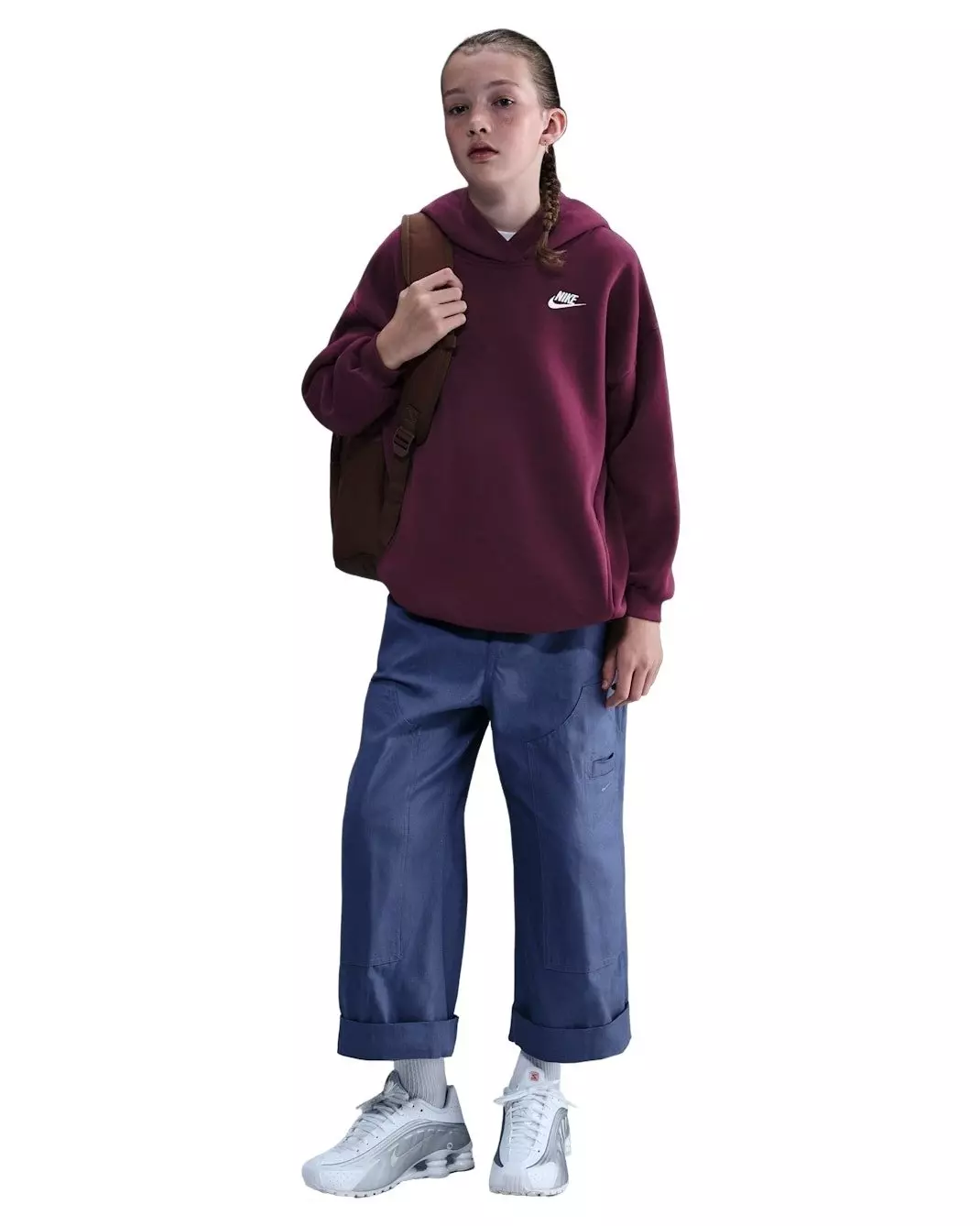 Nike Big Kids' Sportswear Club Fleece Oversized Pullover Hoodie - Bordeaux - BORDEAUX