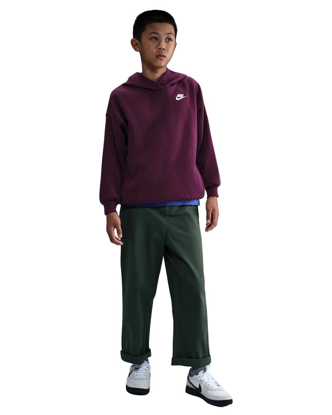 Nike Sportswear Club Fleece Oversized Big Kids' Bordeaux Pullover Hoodie