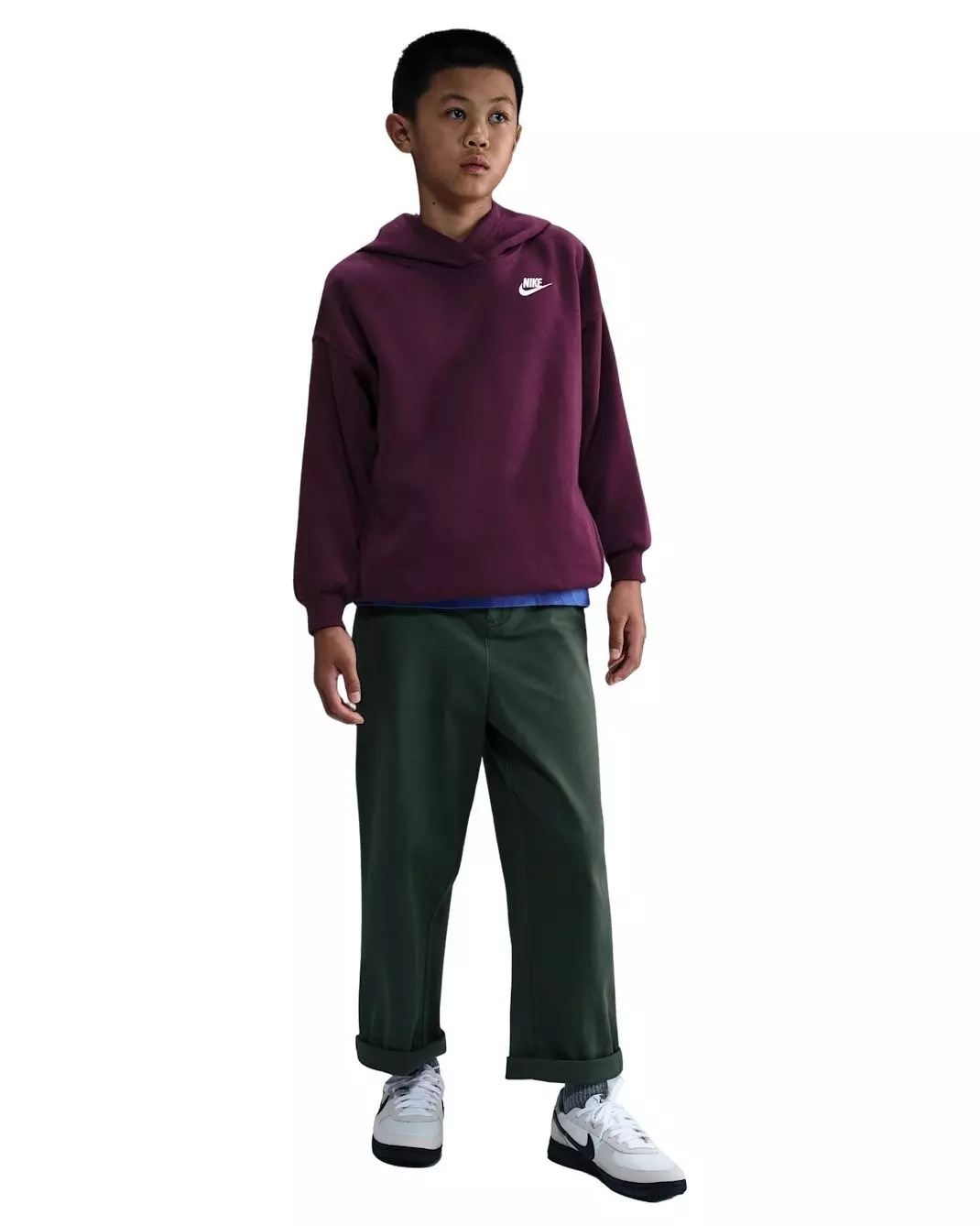 Nike Big Kids' Sportswear Club Fleece Oversized Pullover Hoodie - Bordeaux - BORDEAUX