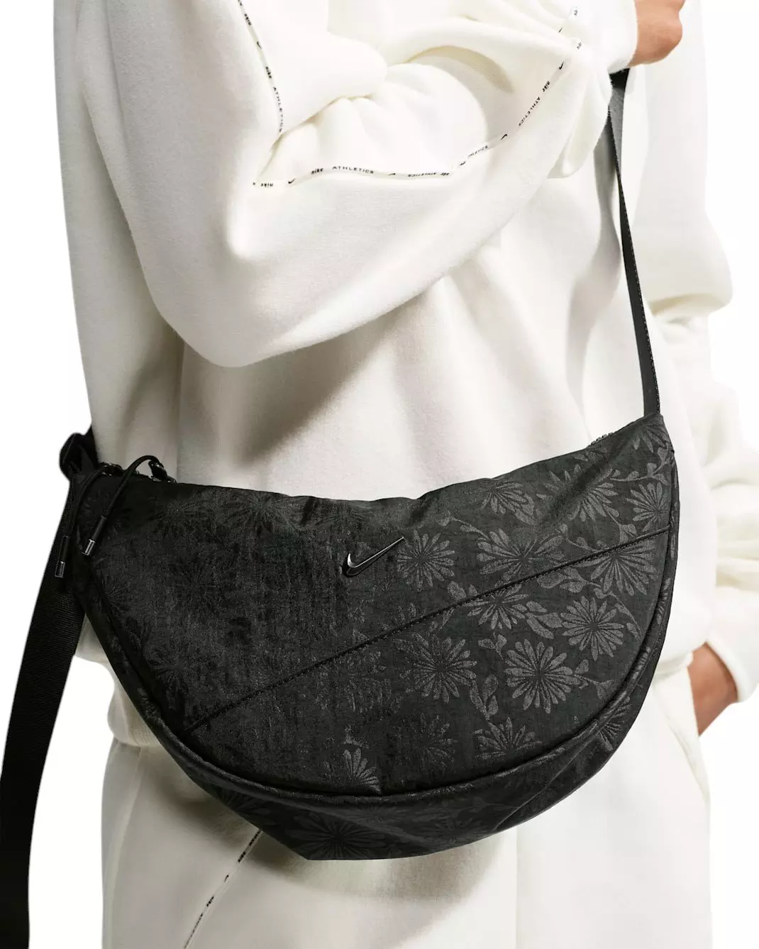 Nike Aura Floral Crescent Crossbody Bag - Black - BLACK