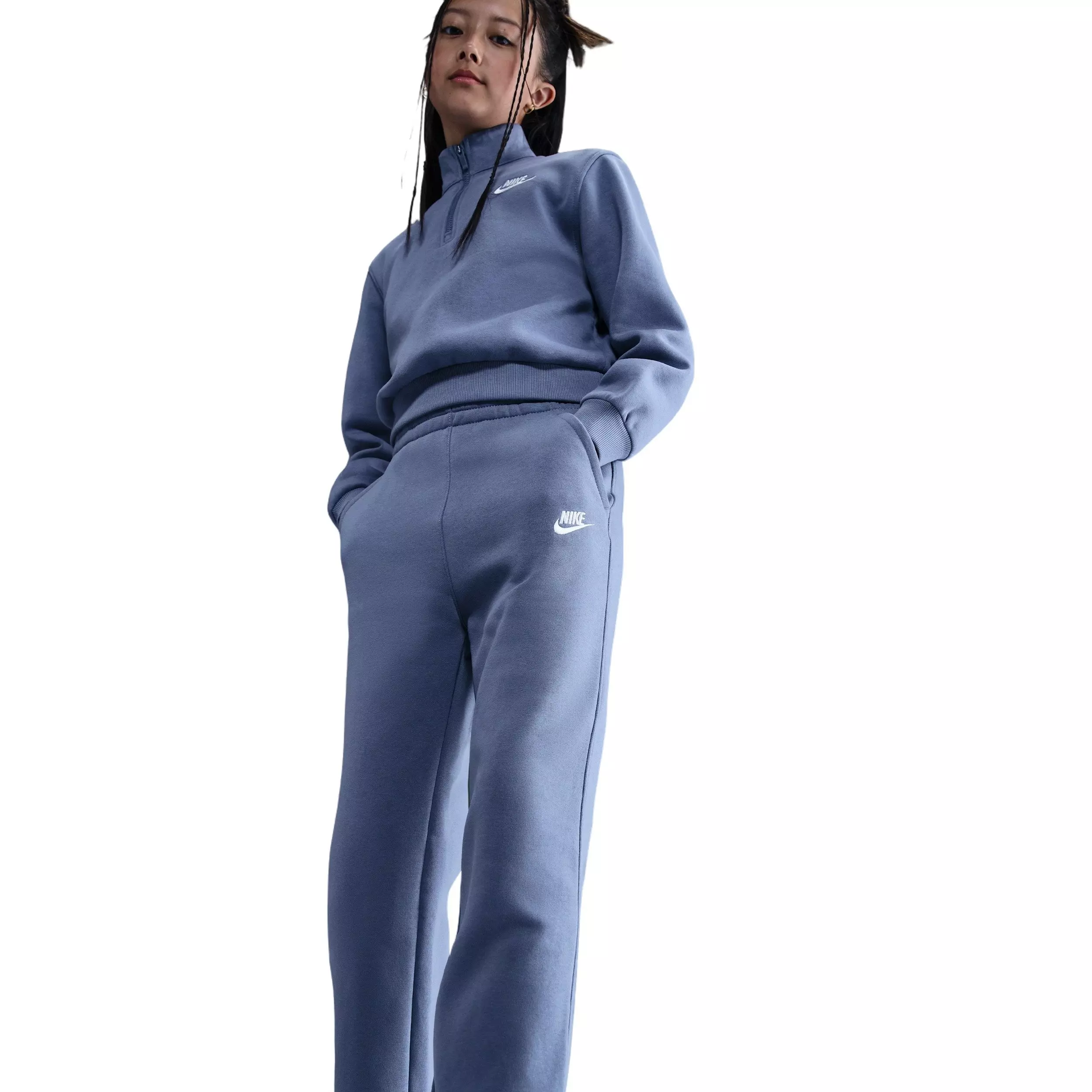 Nike Big Girls' Sportswear Club Fleece Wide-Leg Pants - Blue - BLUE