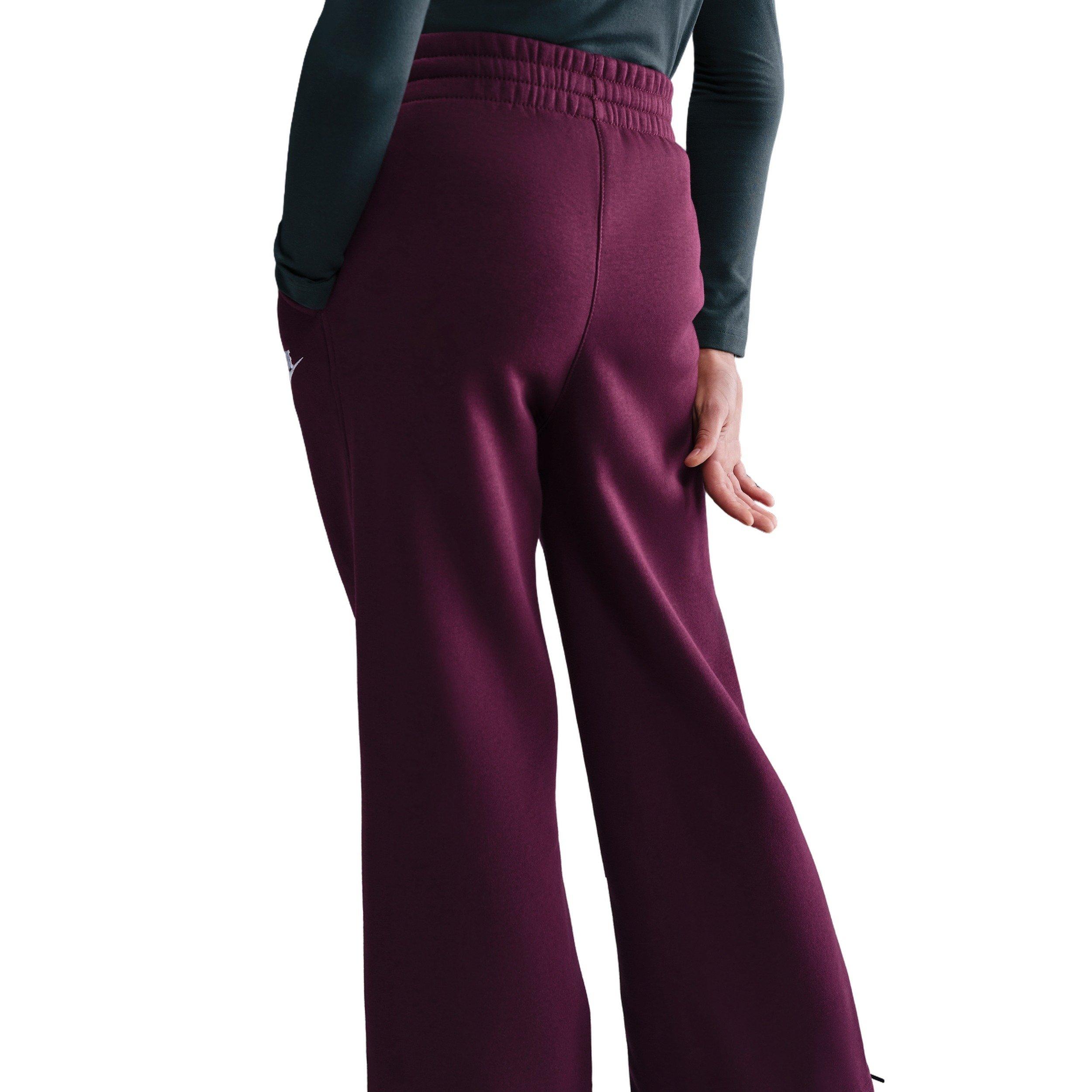 Nike Big Girls' Sportswear Club Fleece Wide-Leg Pants - Burgundy - BURGUNDY Thumbnail View 2