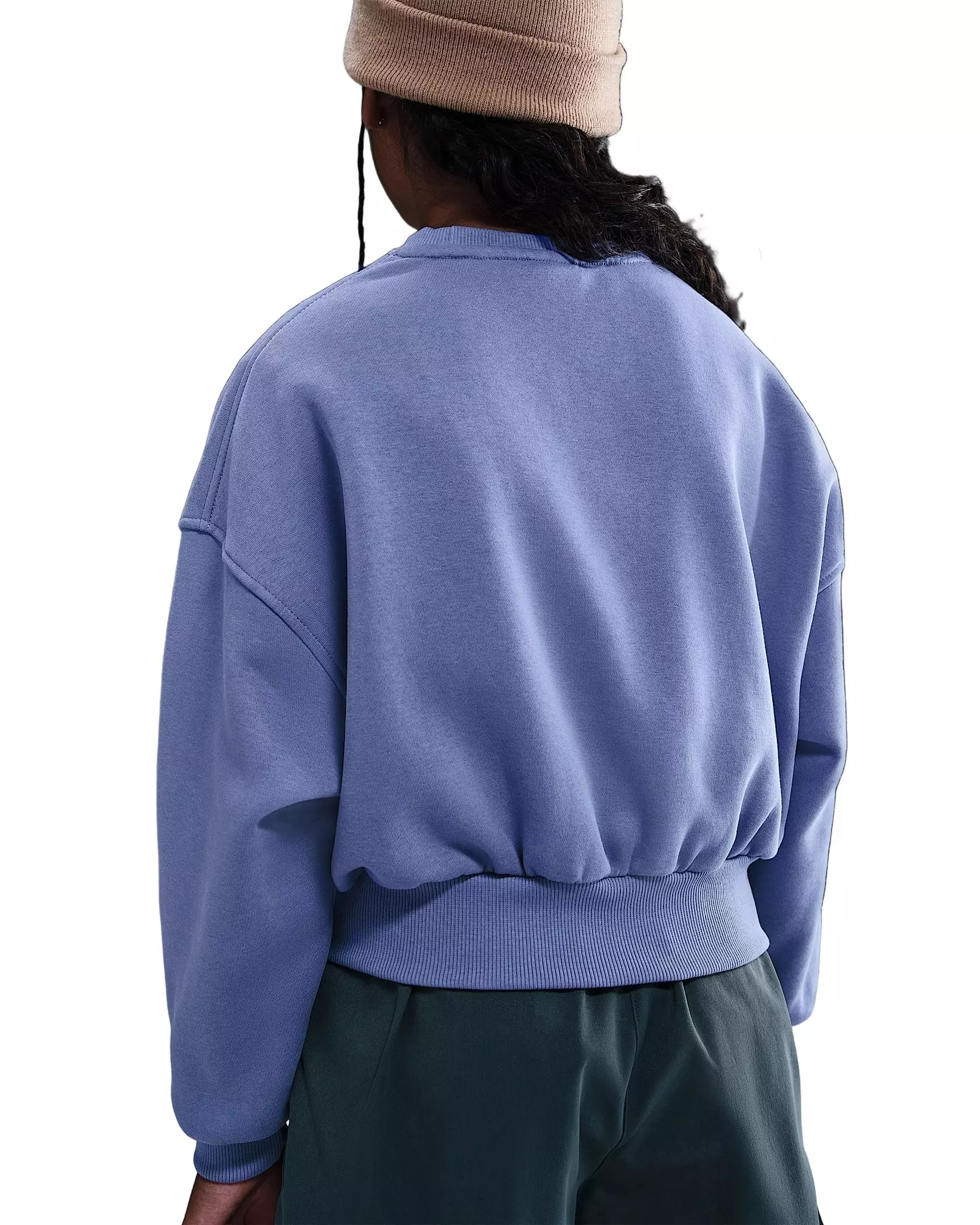 Nike Big Girls' Sportswear Club Fleece Boxy Crewneck Sweatshirt - Blue - BLUE