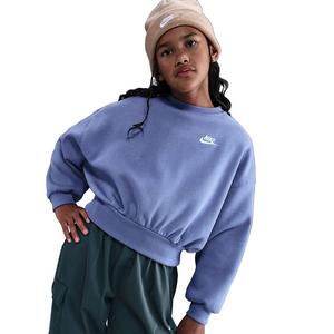 Nike Big Girls' Sportswear Club Fleece Boxy Crewneck Sweatshirt - Blue