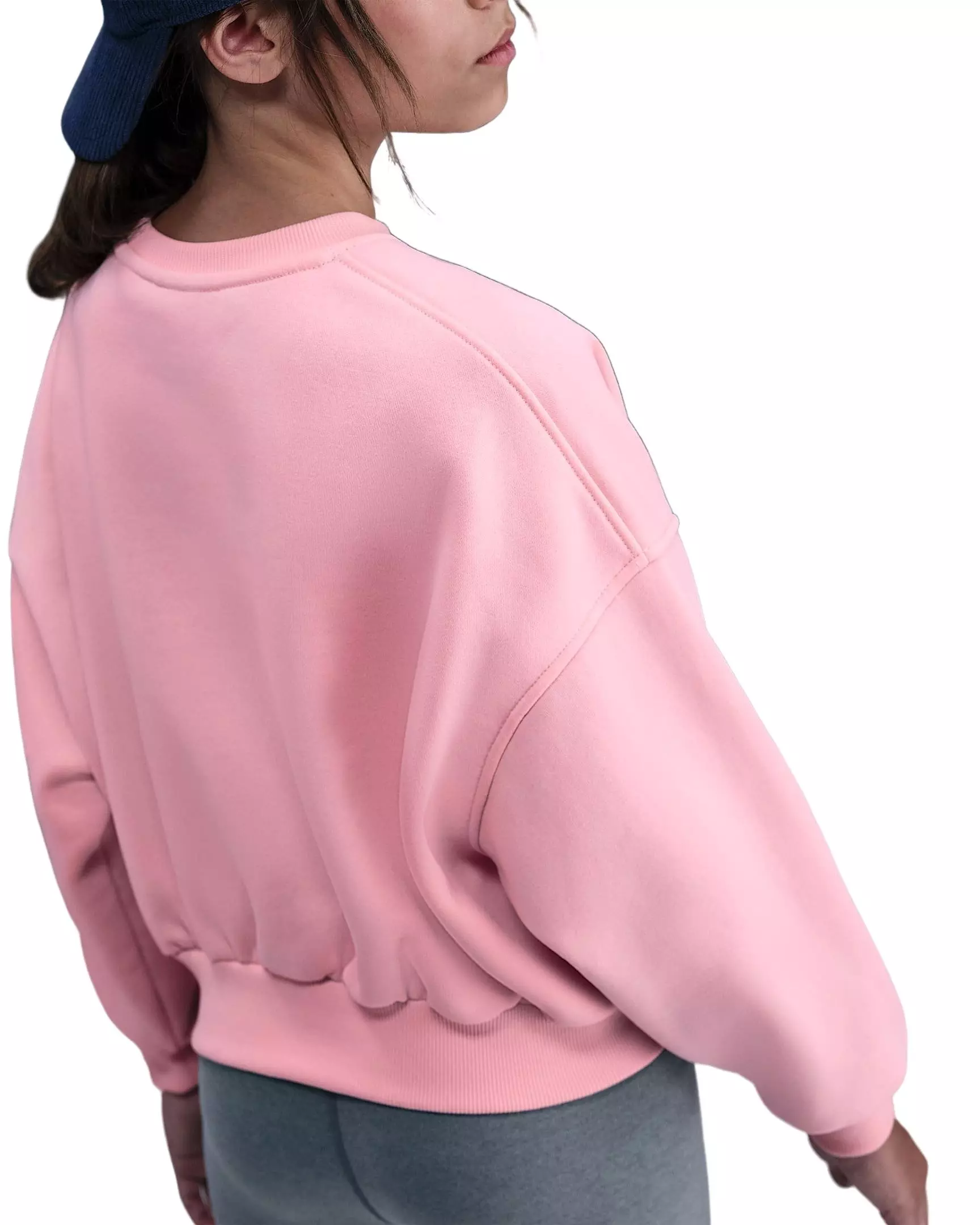 Nike Big Girls' Sportswear Club Fleece Boxy Crewneck Sweatshirt - Pink - PINK