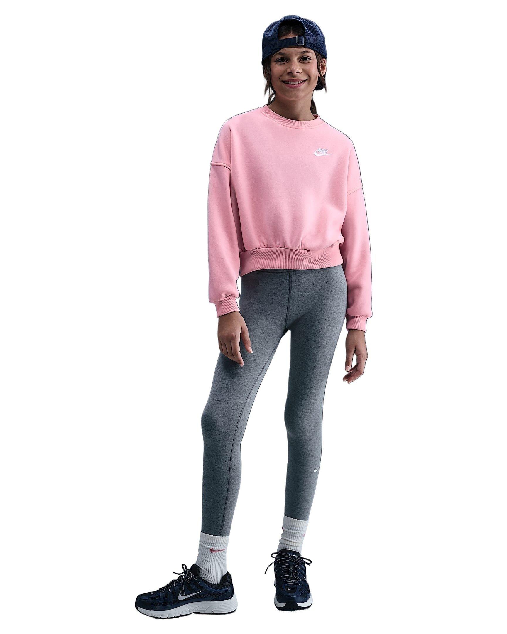 Nike Sportswear Club Fleece Boxy Big Girls' Pink Crewneck Sweatshirt