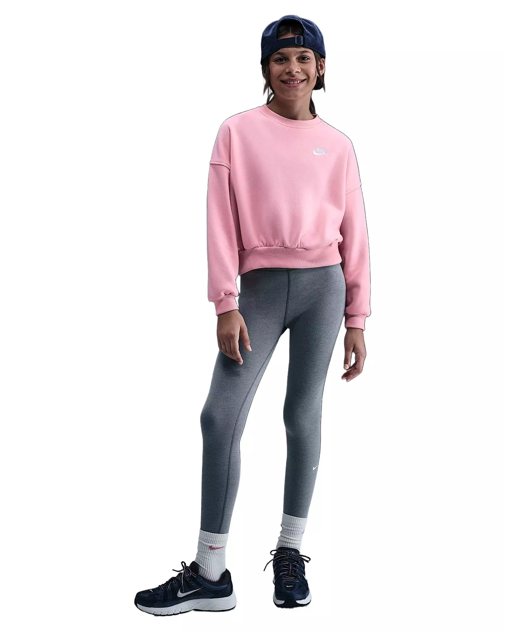 Nike Big Girls' Sportswear Club Fleece Boxy Crewneck Sweatshirt - Pink - PINK
