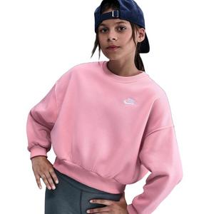 Nike Big Girls' Sportswear Club Fleece Boxy Crewneck Sweatshirt - Pink