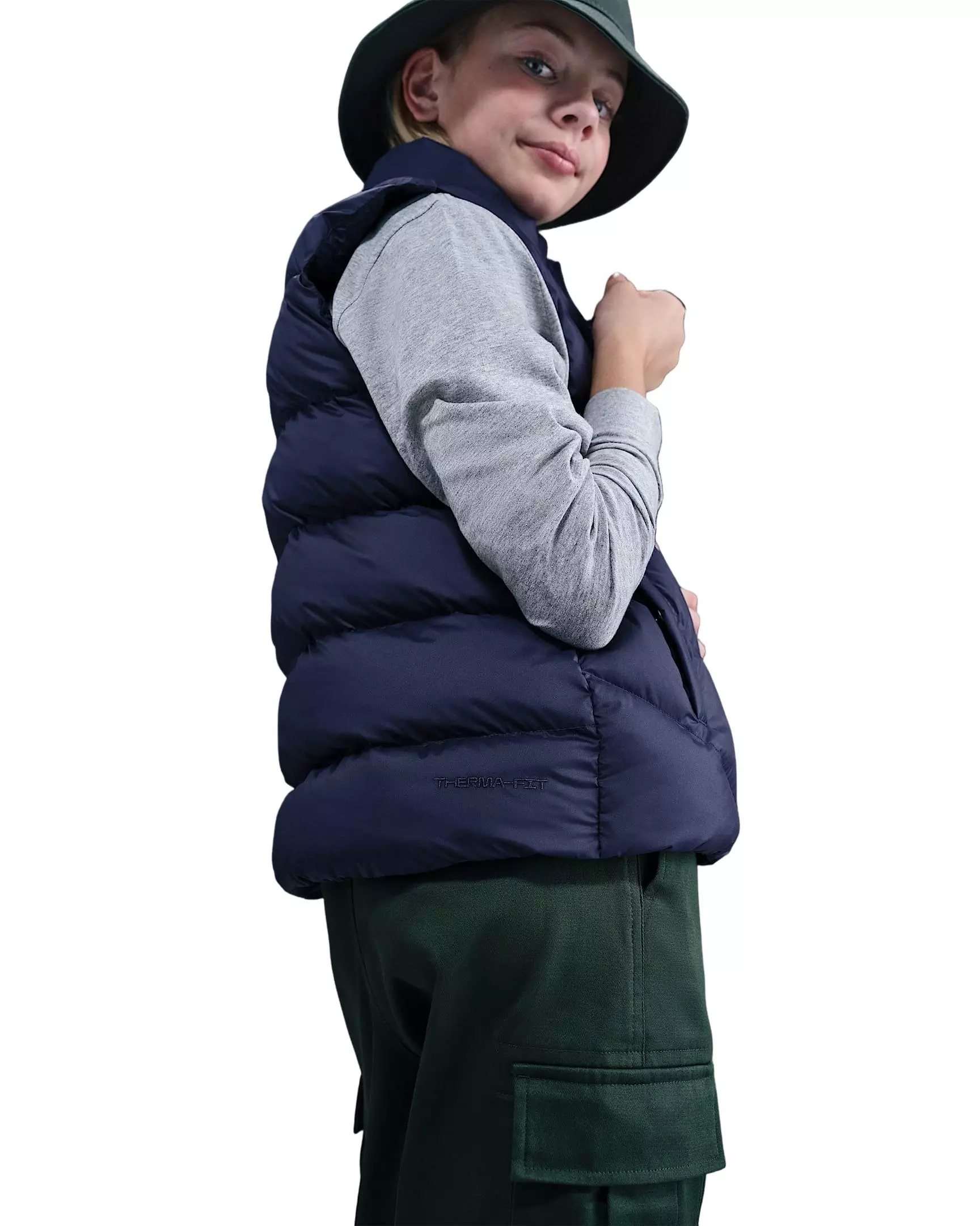 Nike Big Kids' Sportswear All Day Play Therma-FIT Loose-FIT Puffer Vest - Blue - BLUE