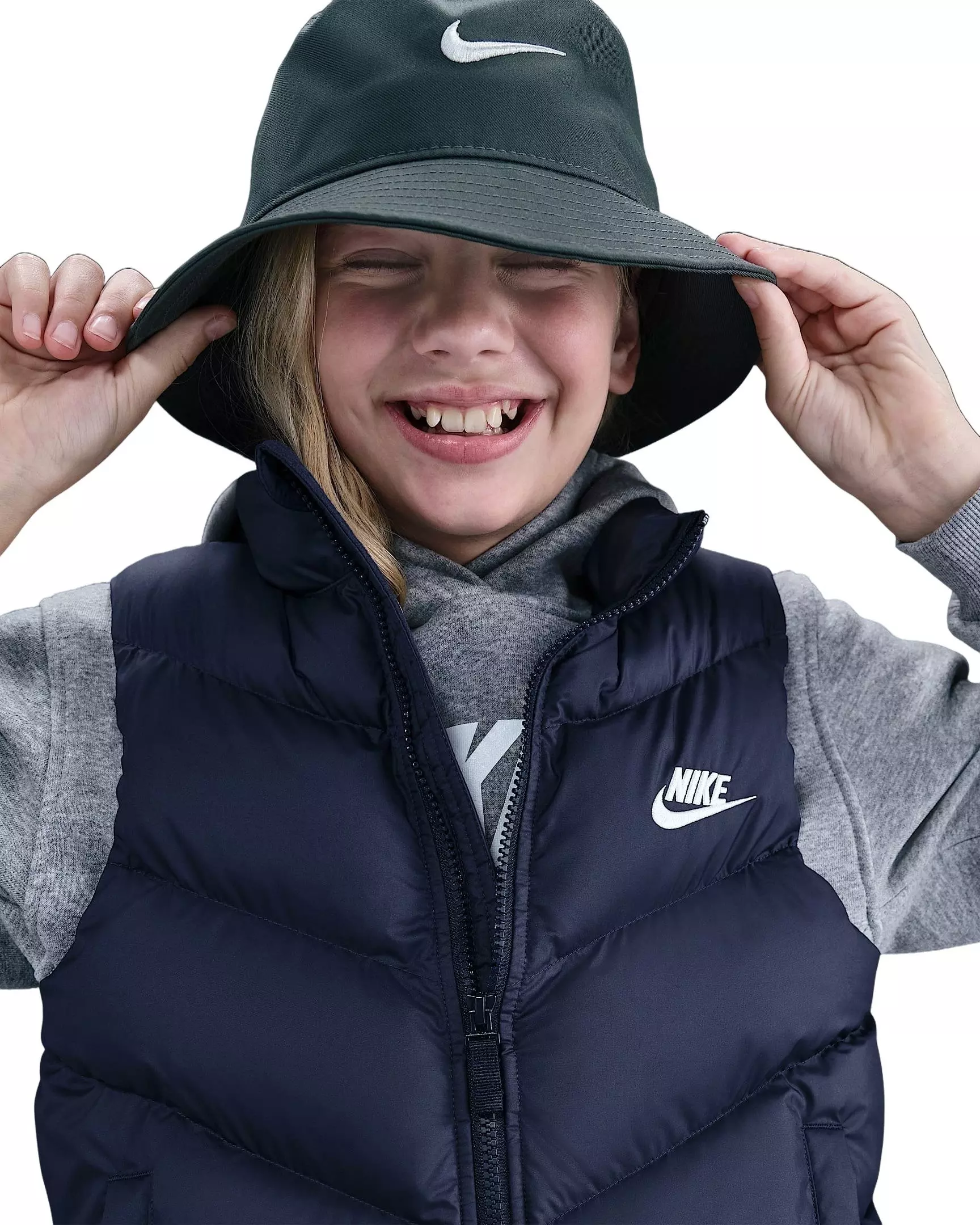 Nike Big Kids' Sportswear All Day Play Therma-FIT Loose-FIT Puffer Vest - Blue - BLUE